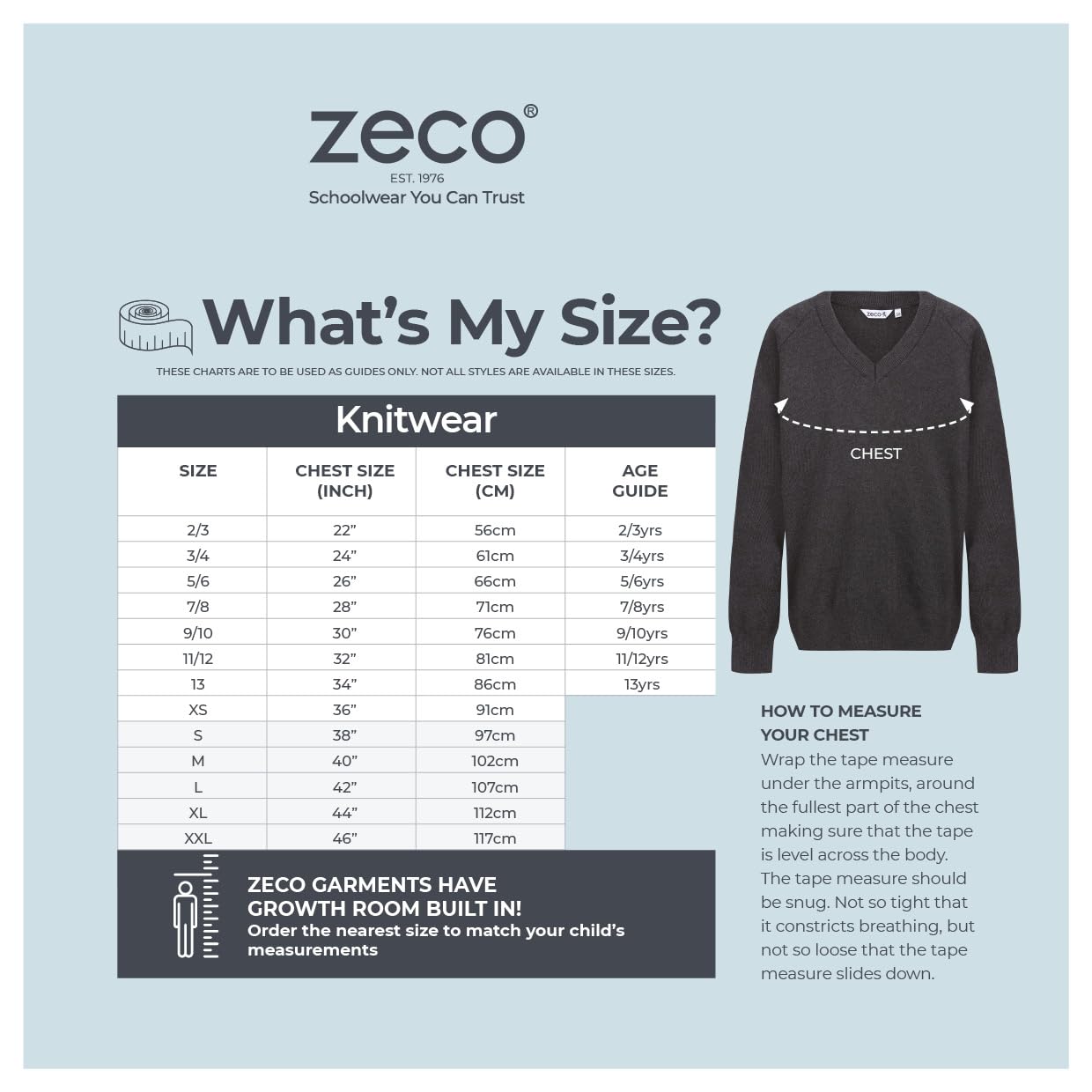ZECO Unisex Kids Cotton Mix Knitted V Neck School Jumper (Kids: 3-13+ Years, Adults: XS to 3XL)
