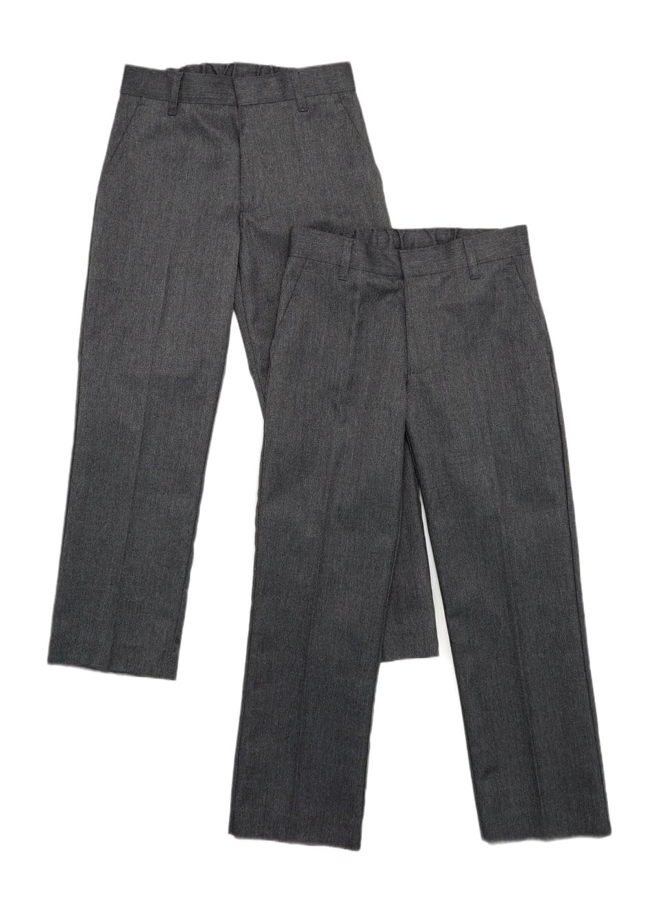 2PK Boys Slim Fit School Trousers Adjustable Waist Black Grey 2-18 Years