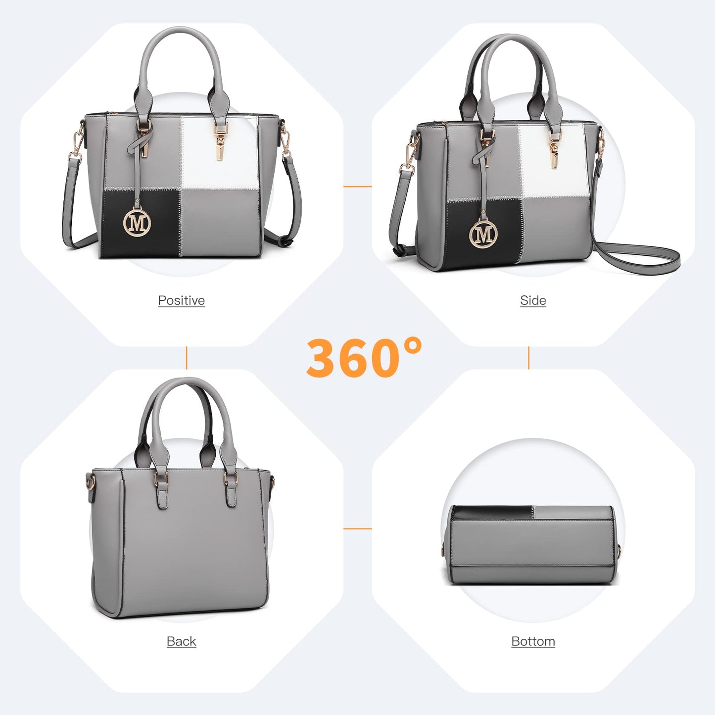 Miss Lulu Handbags for Women Look V-Shape Shoulder Handbag Lightweight Medium Tote Bag PU Leather