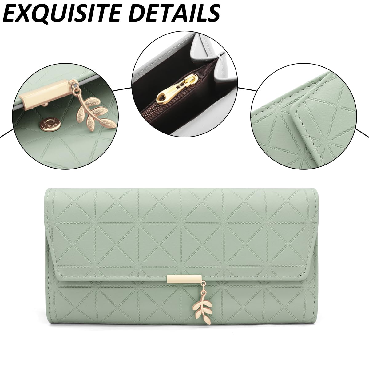 Long Purse for Women PU Leather, Large Capacity PU Leather Women's Wallet Wallet for Women with Multiple Card Slots and Coin Zipper Pocket Ladies Purse Clutch Holder Large Capacity Card Holder (Pink)