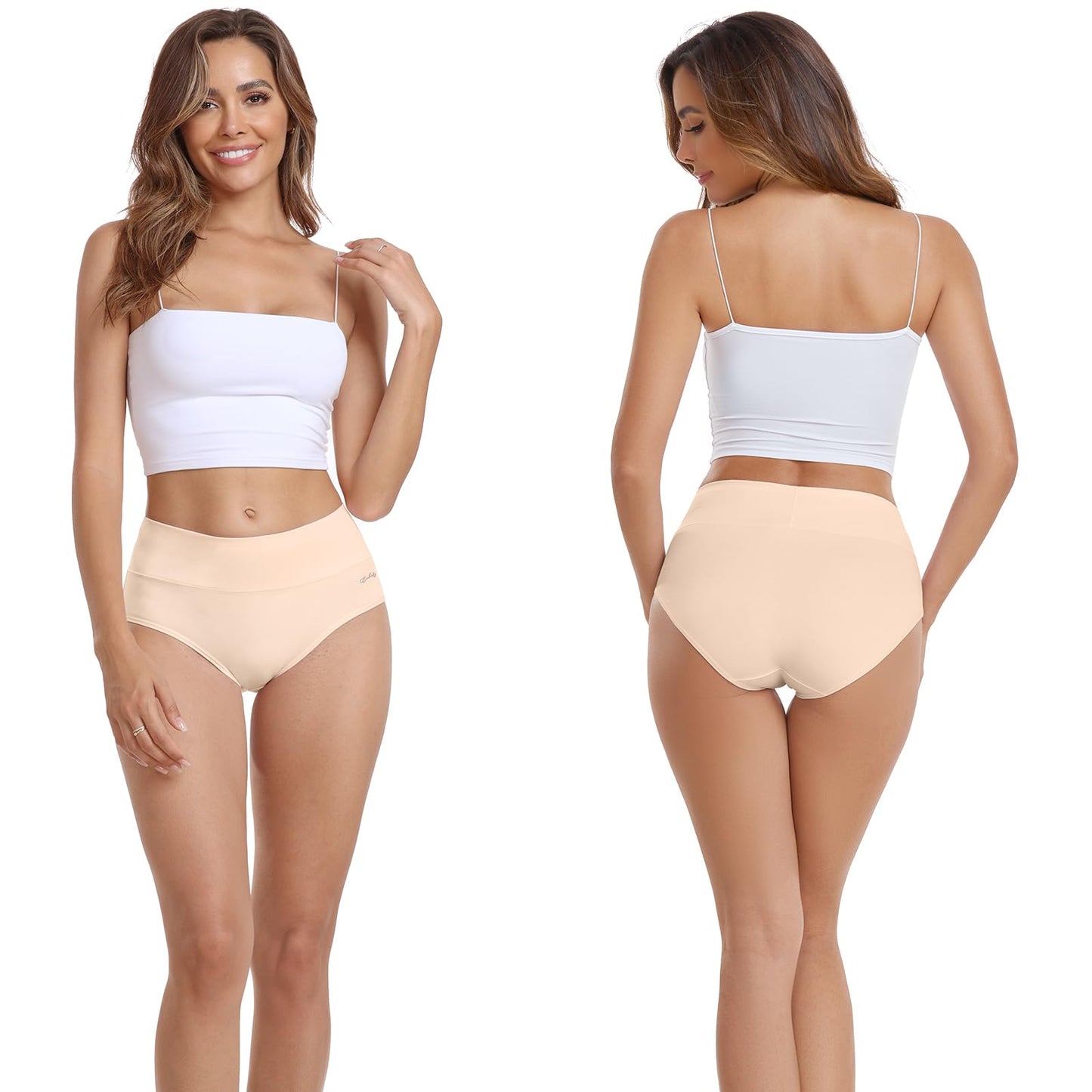 coskefy Underwear Women, High Waisted Cotton Knickers Ladies Full Briefs Soft Panties Slight Tummy Control Pants 5 Pack