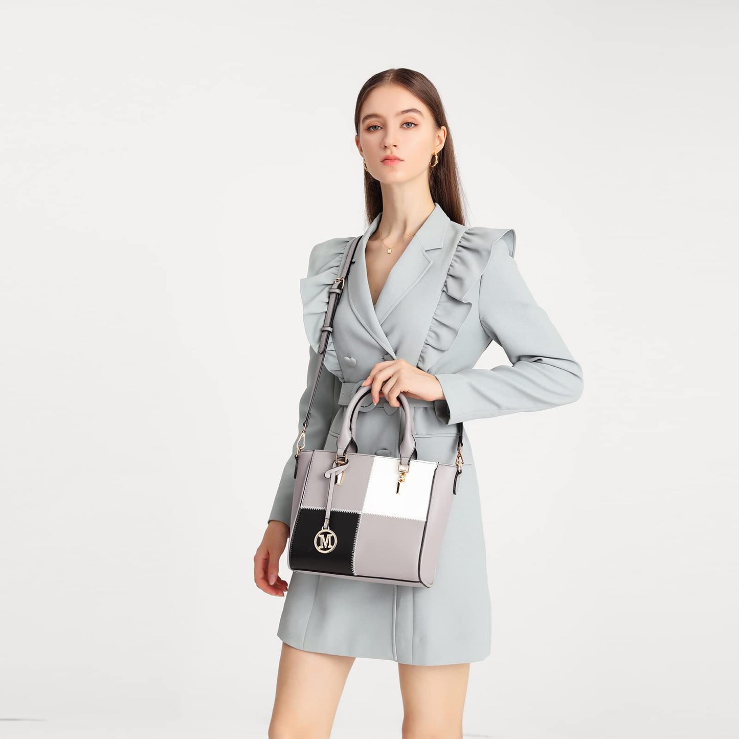Miss Lulu Handbags for Women Look V-Shape Shoulder Handbag Lightweight Medium Tote Bag PU Leather