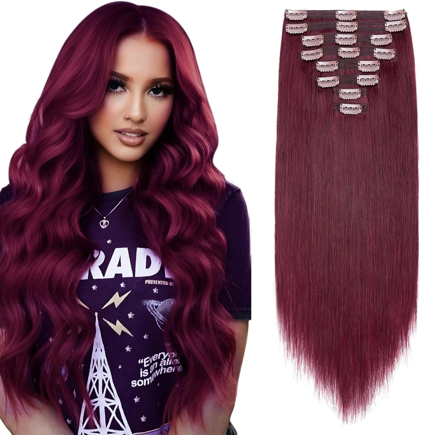 Elailite Clip in Hair Extensions Real Human Hair - 100% Remy Hair Straight 8 Pcs Thin Weft (#12/613 Golden Brown Mix Bleach Blonde, 10 Inch (50 g))