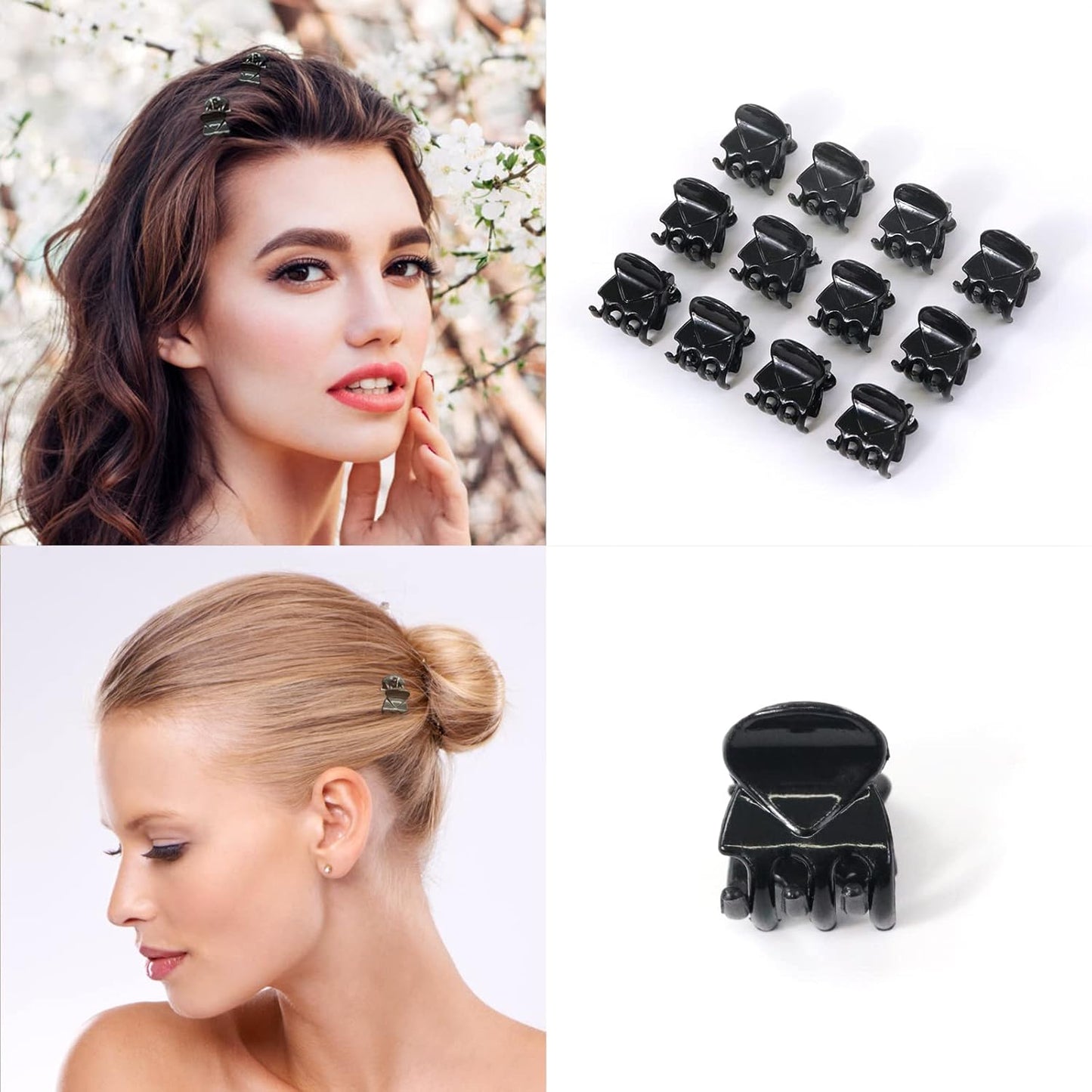 Qufiiry 30PCS Mini Hair Clips, Small Hair Clips, Mini Claw Hair Clips, Small Hair Clips for women with Storage bags, Non-slip Hair Catch for Women Girl's Hair Black and Brown