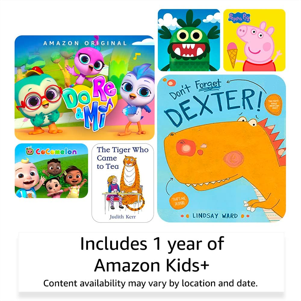 Amazon Fire 7 Kids tablet | 7" display, ages 3–7, includes ads-free books, games and videos that children love, parental controls, 10-hour battery, 32 GB