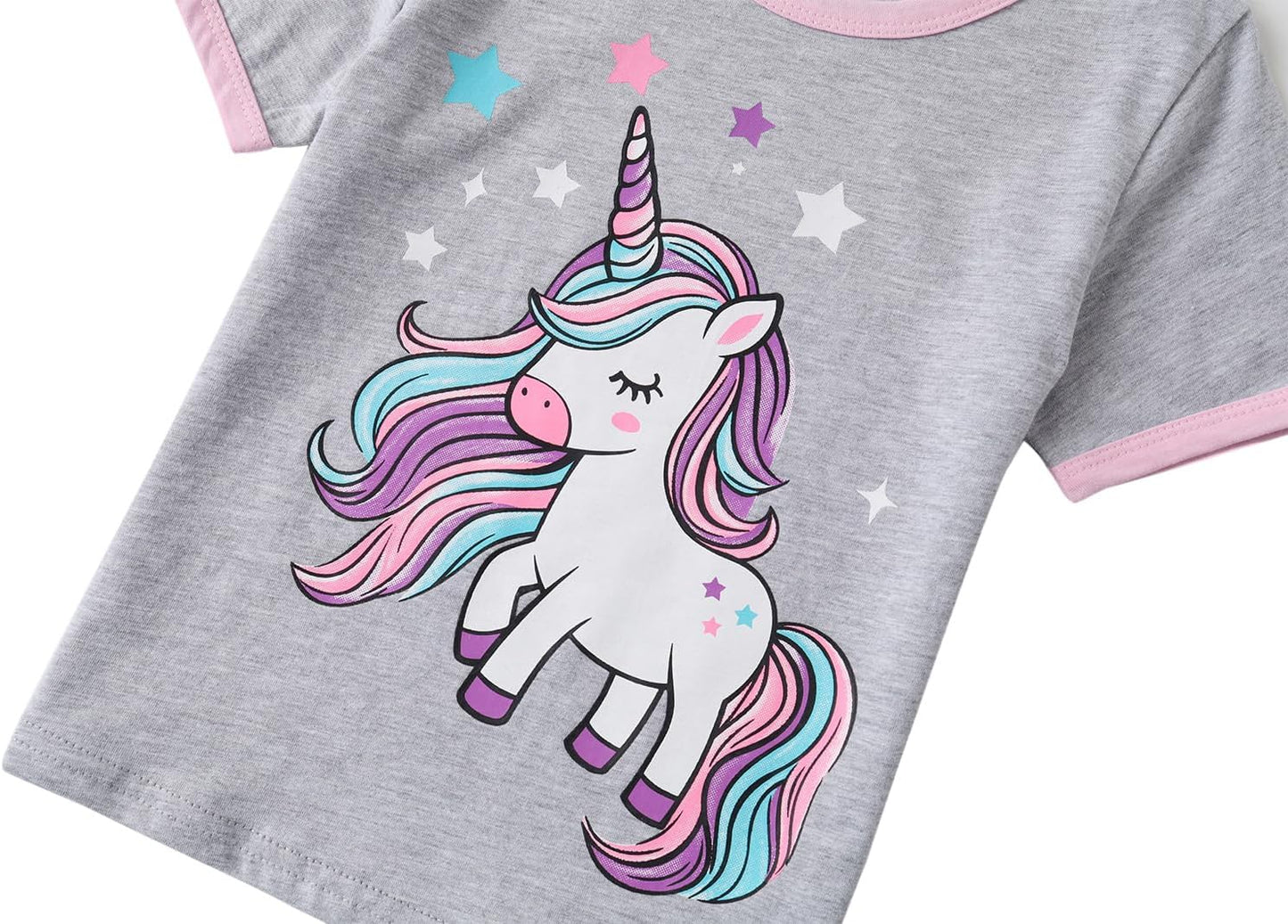 Dinopjs Girl's Pyjama Sets Cotton Dinosaur Unicorn Giraffe Pjs Kids Summer Short Pajamas for Girls 2-7 Years Children Clothes