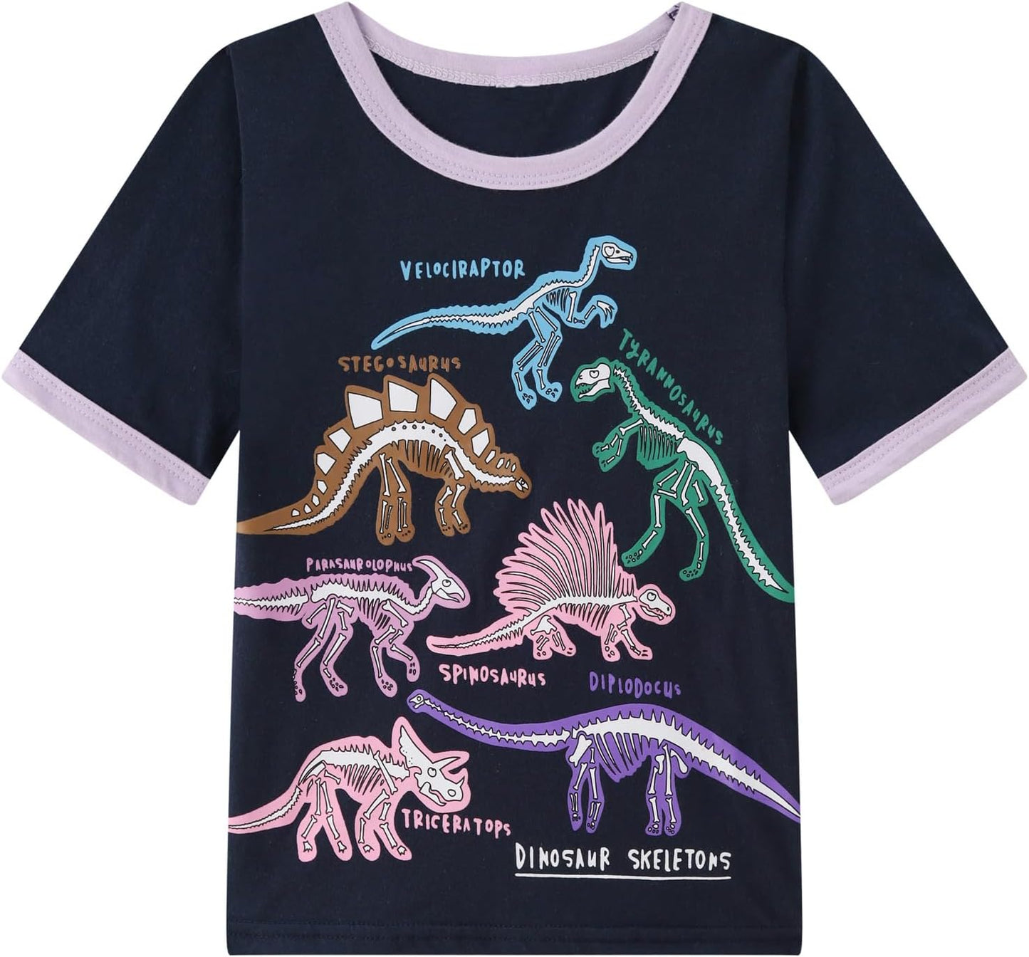 Dinopjs Girl's Pyjama Sets Cotton Dinosaur Unicorn Giraffe Pjs Kids Summer Short Pajamas for Girls 2-7 Years Children Clothes