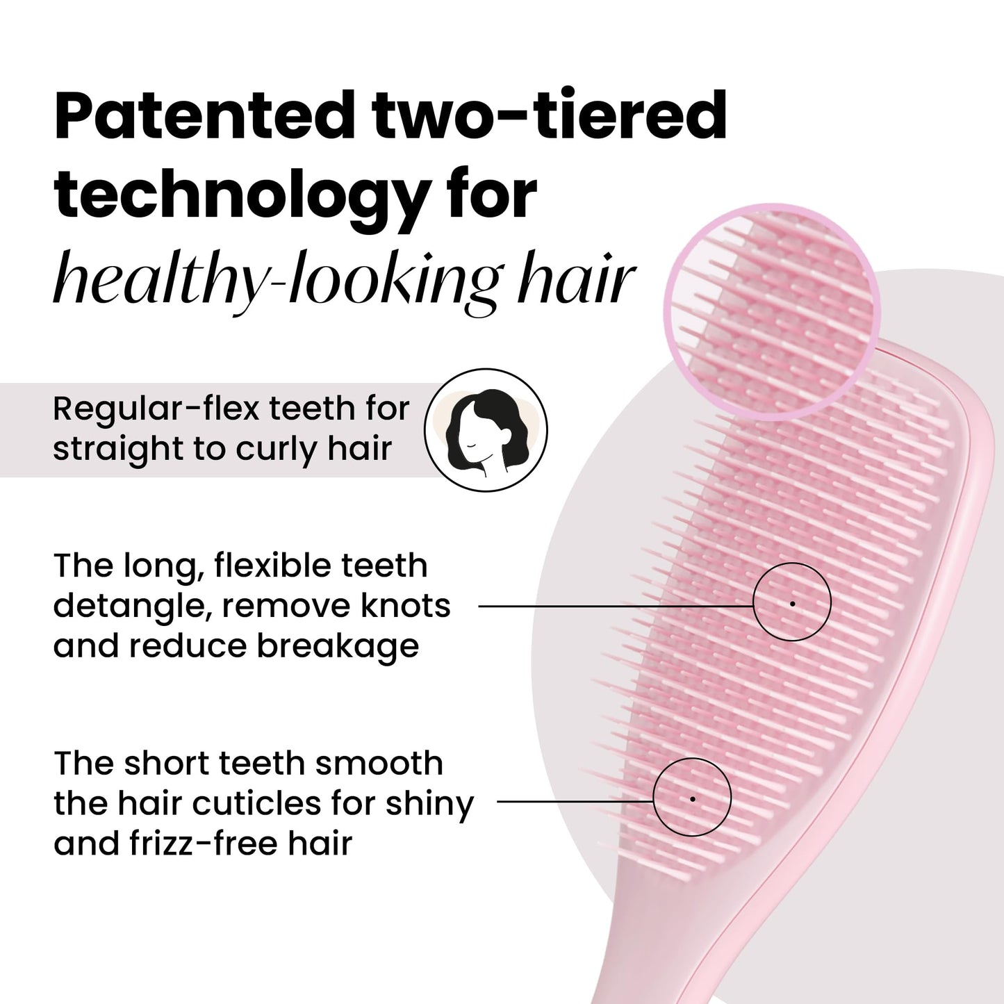 Tangle Teezer Ultimate Detangler Hairbrush - For Wet & Dry Hair - Detangling Brush for All Hair Types - Two-Tiered Teeth Reduce Breakage & Eliminate Knots - Millennial Pink