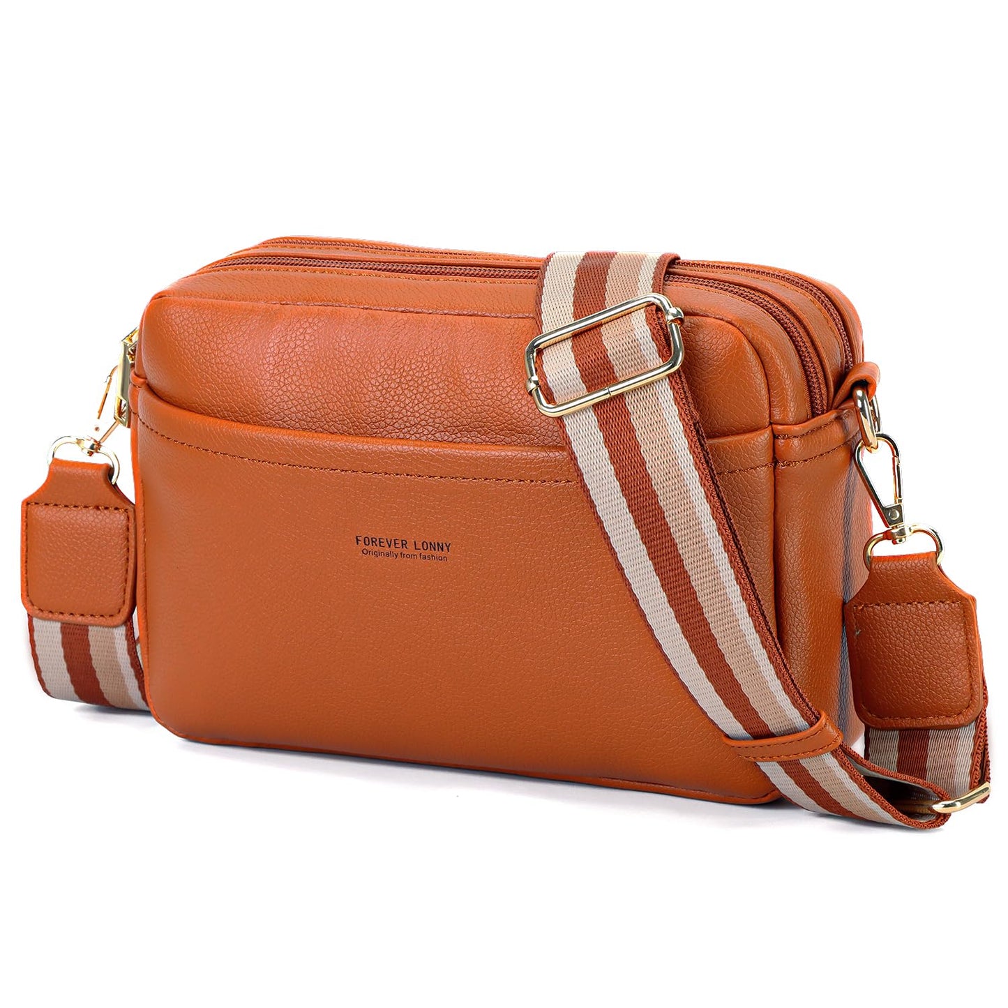 AIFILLE Women's Shoulder Bag, PU Leather Crossbody Bag for Women, Small Phone Bag for Girls with Wide Detachable Shoulder Strap and 2 Zip Compartments