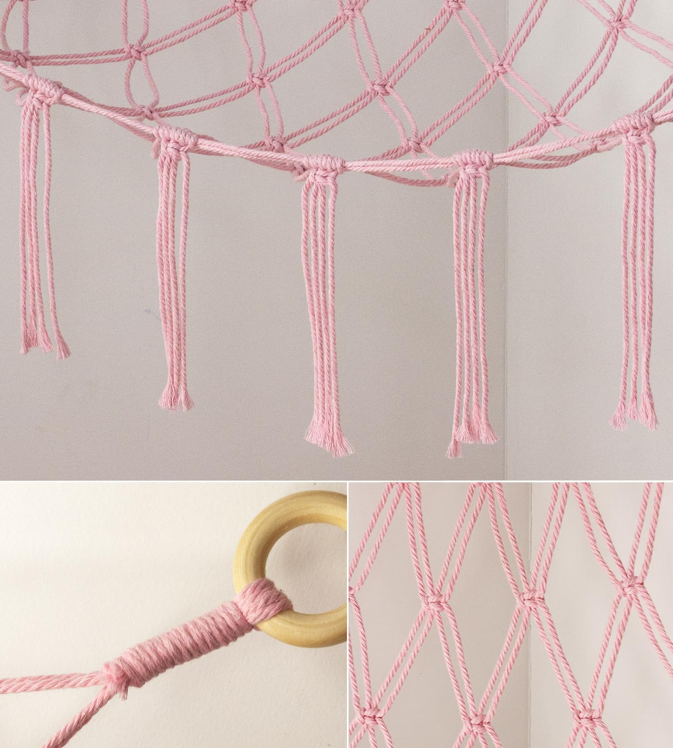 Stuffed Animal Storage Hammock - Baby Toy Hammock Net for Stuffed Animals Cute Room Decor -Large Stuff Animal Organizer Holder for Plush Plushie - Kids Nursery Beige Bedroom Home Decor