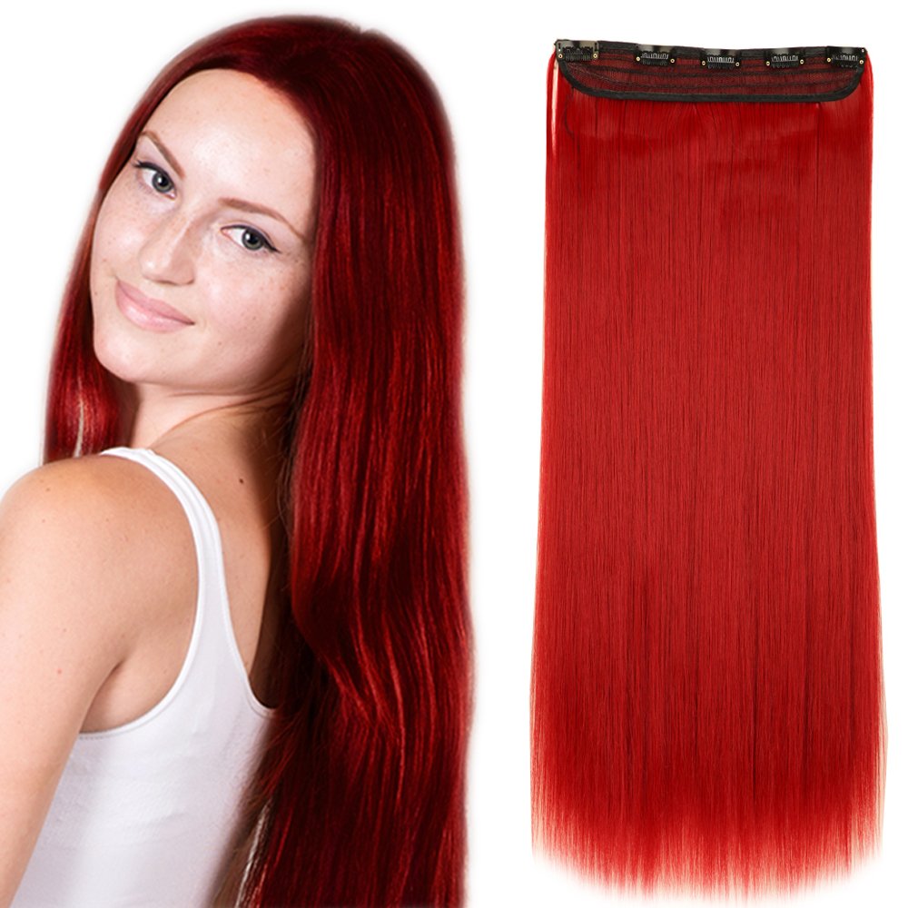 24 Inch One Piece Hair Extensions Clip In Curly Hairpieces Wavy 5 Clips - Dark Brown(60cm-120g)