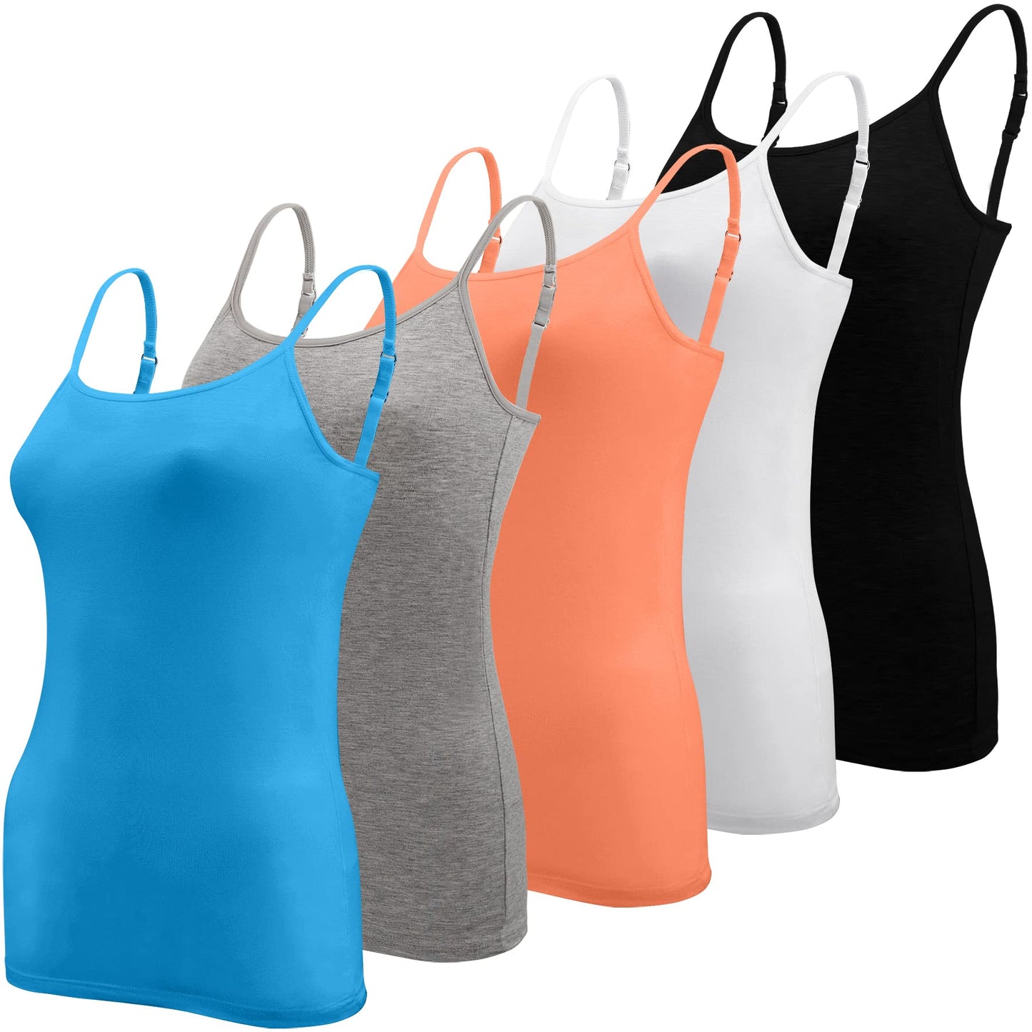 BQTQ 5 Pieces Basic Camisole Adjustable Strap Vest Top for Women and Girl