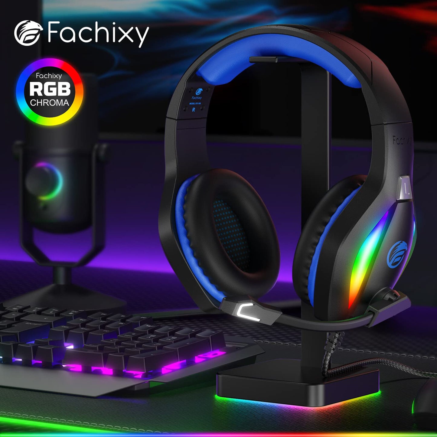 Fachixy FC100 Gaming Headset for PS4, PS5, PC, Xbox, Switch, Gamer Headset with Mic, Gaming Headphones with Microphone, Noise Cancelling Headphones with 3.5mm Jack