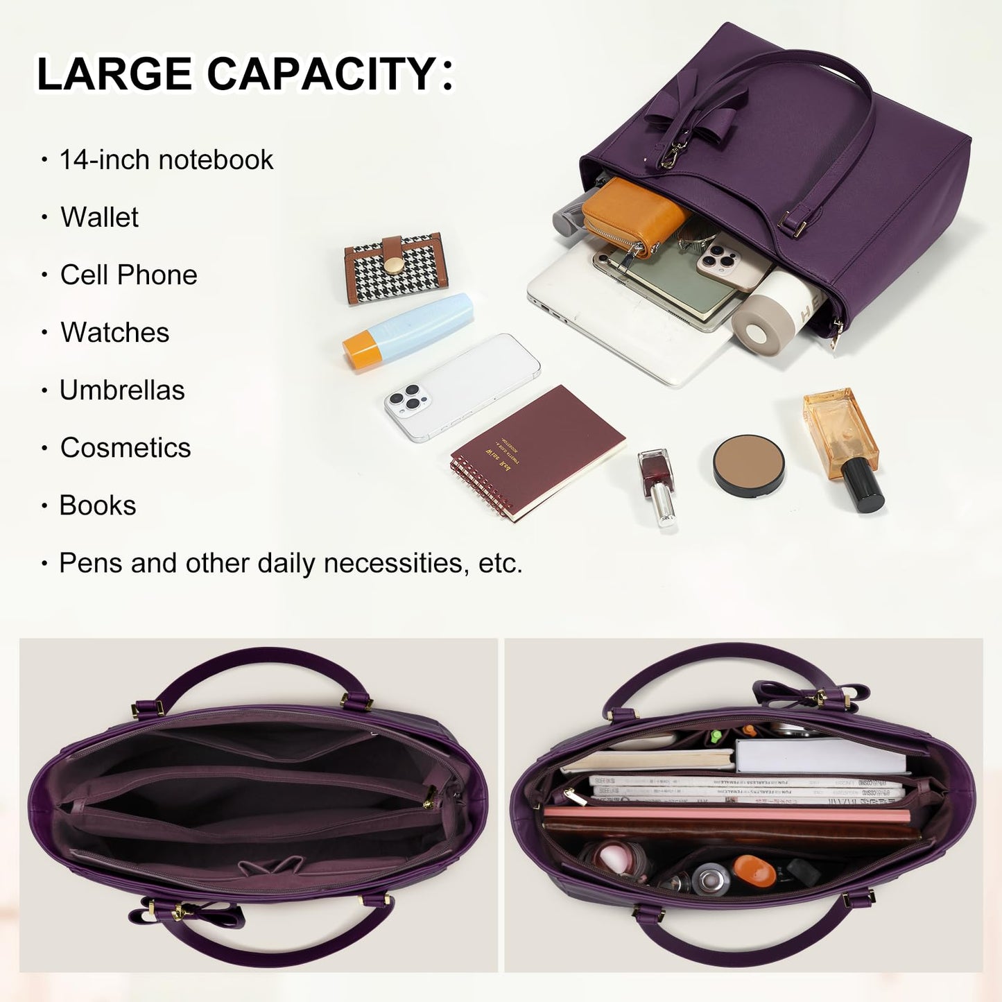 KTMOUW Handbags for Women Large Capacity PU Leather Tote Bags for Women with Zip, Shoulder Bag Ladies Handbag Tote Bag for School Work Travel Shopping Black