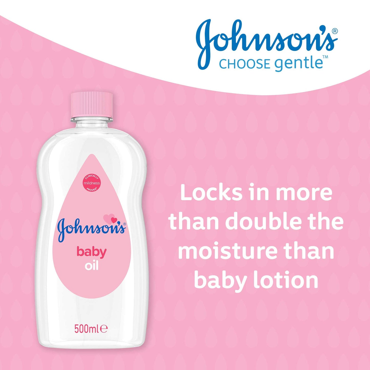 Johnson's Baby Oil (1 x 500 ml) Moisturising Baby Oil to Protect Delicate and Dry Skin, Hypoallergenic and pH-Balanced, Ideal for Massage, Moisturiser for Dry Skin to Soften Hands and Body
