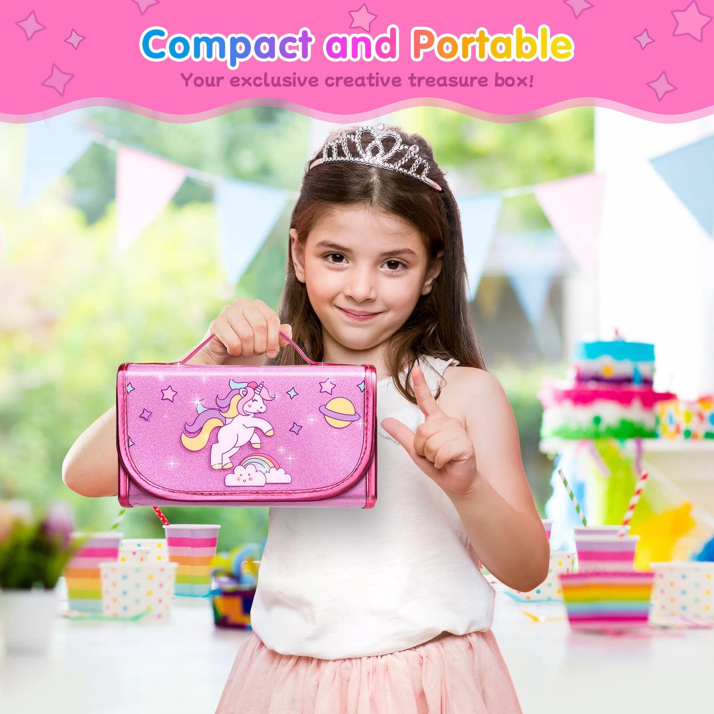 Hot Bee Unicorn Gifts for Girls 4 5 6 7, Unicorn Pencil Case Stationary Sets, Girl Toys Age 4-7, Drawing Colouring Set for Kids, Art and Crafts for Kids 4-6, Birthday Presents for Girls