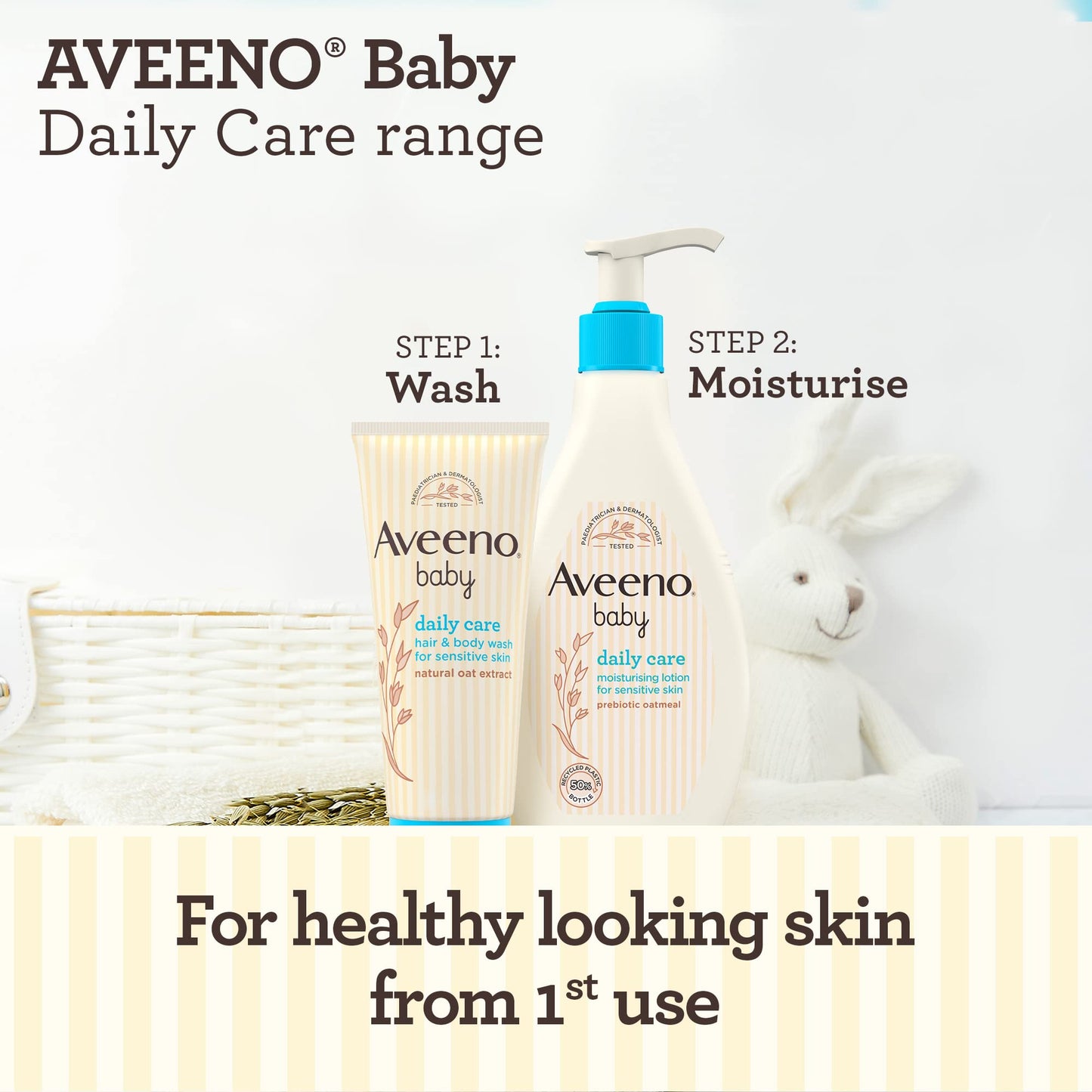 AVEENO Baby Daily Care Gentle Bath & Wash (1 x 400ml), Tear-Free Baby Wash with Gentle Fragrance with Prebiotic Colloidal Oatmeal, Gently Cleanses & Leaves Skin Feeling Moisturised, For Sensitive Skin