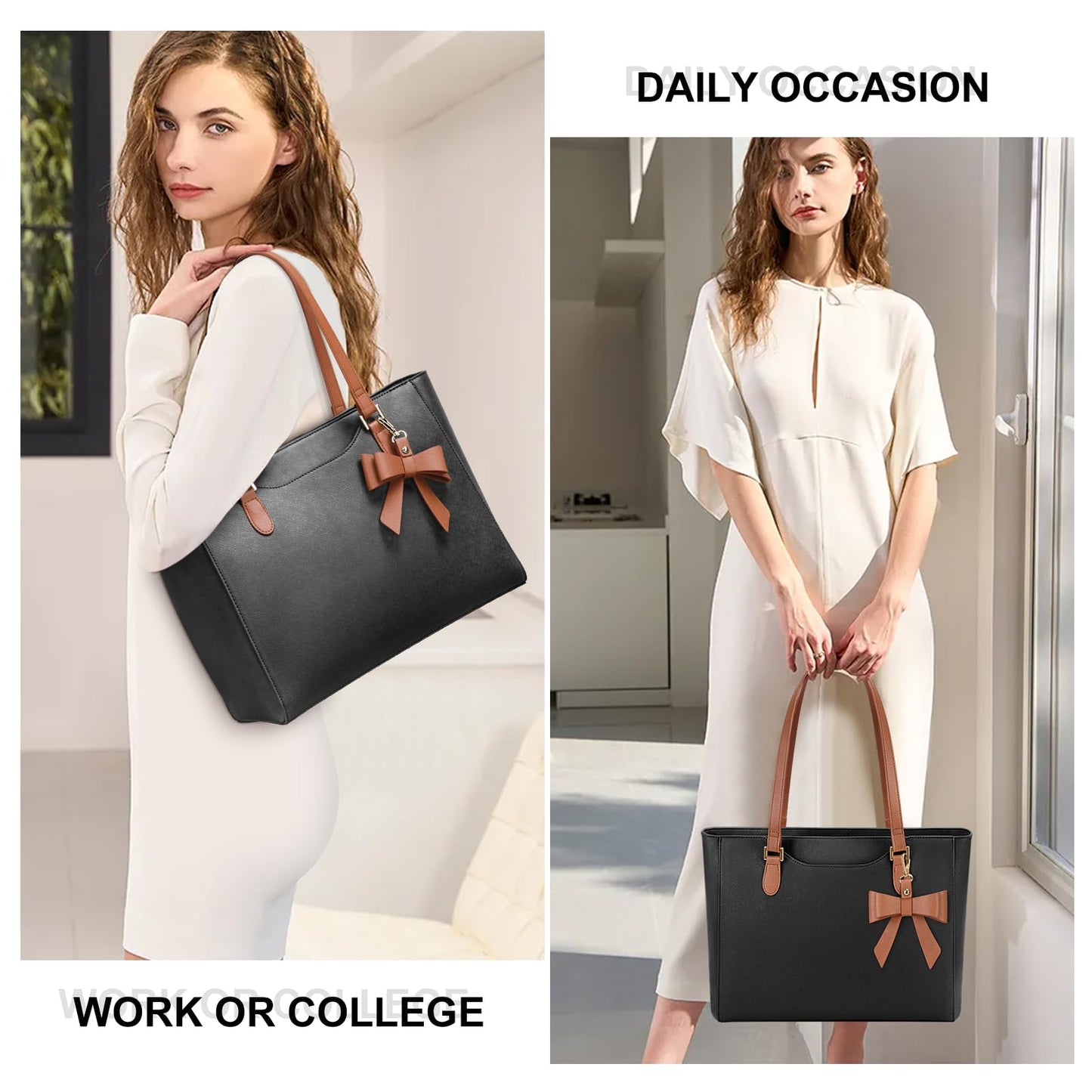 KTMOUW Handbags for Women Large Capacity PU Leather Tote Bags for Women with Zip, Shoulder Bag Ladies Handbag Tote Bag for School Work Travel Shopping Black