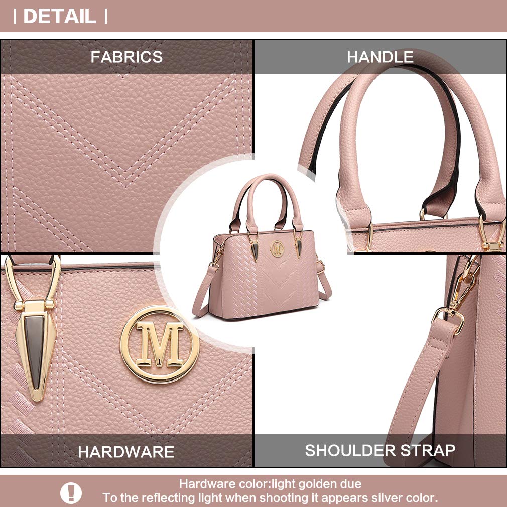 Miss Lulu Handbag for Women, Woven and Chevron Pattern, M Logo on The Front, Top Handle or Shoulder Bag