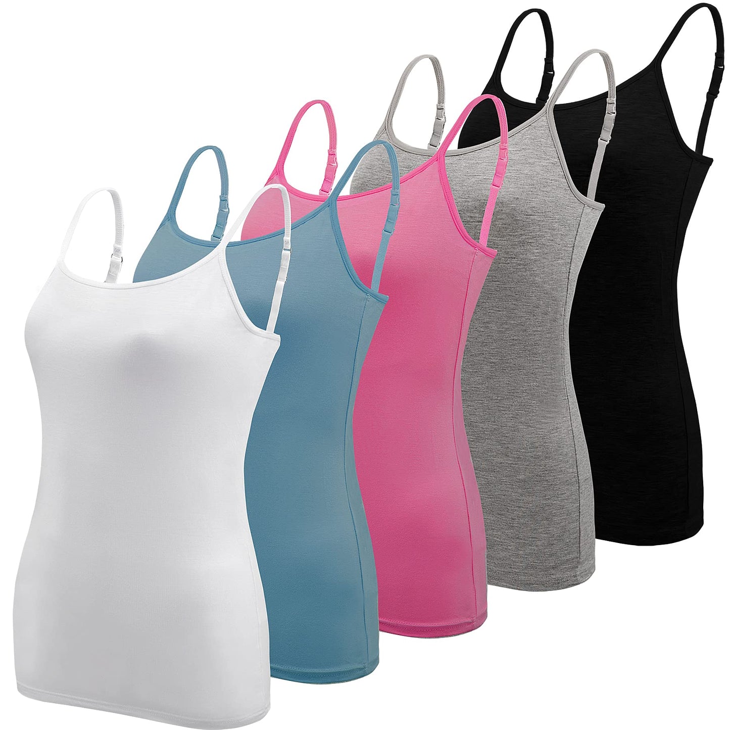 BQTQ 5 Pieces Basic Camisole Adjustable Strap Vest Top for Women and Girl