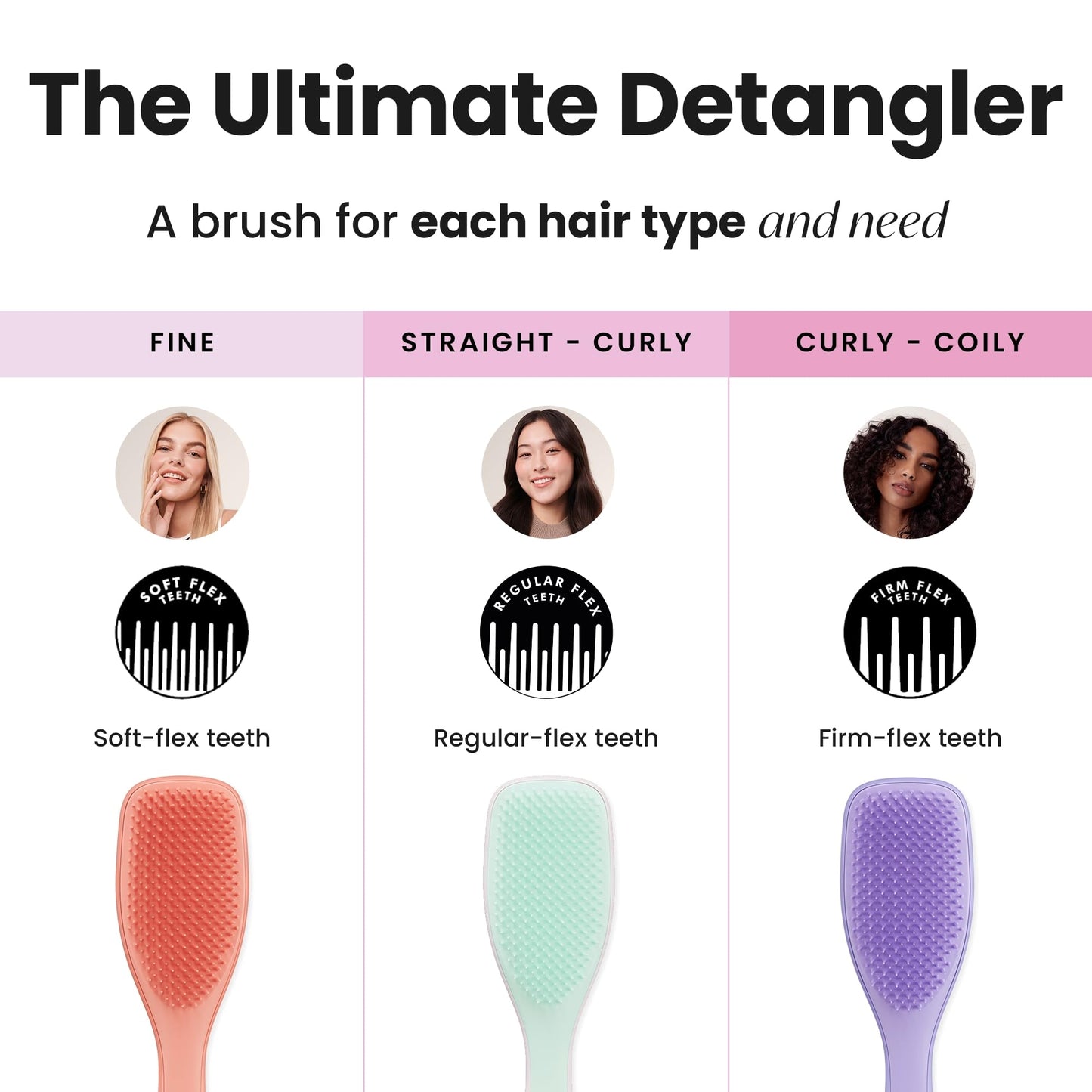 Tangle Teezer Ultimate Detangler Hairbrush - For Wet & Dry Hair - Detangling Brush for All Hair Types - Two-Tiered Teeth Reduce Breakage & Eliminate Knots - Millennial Pink