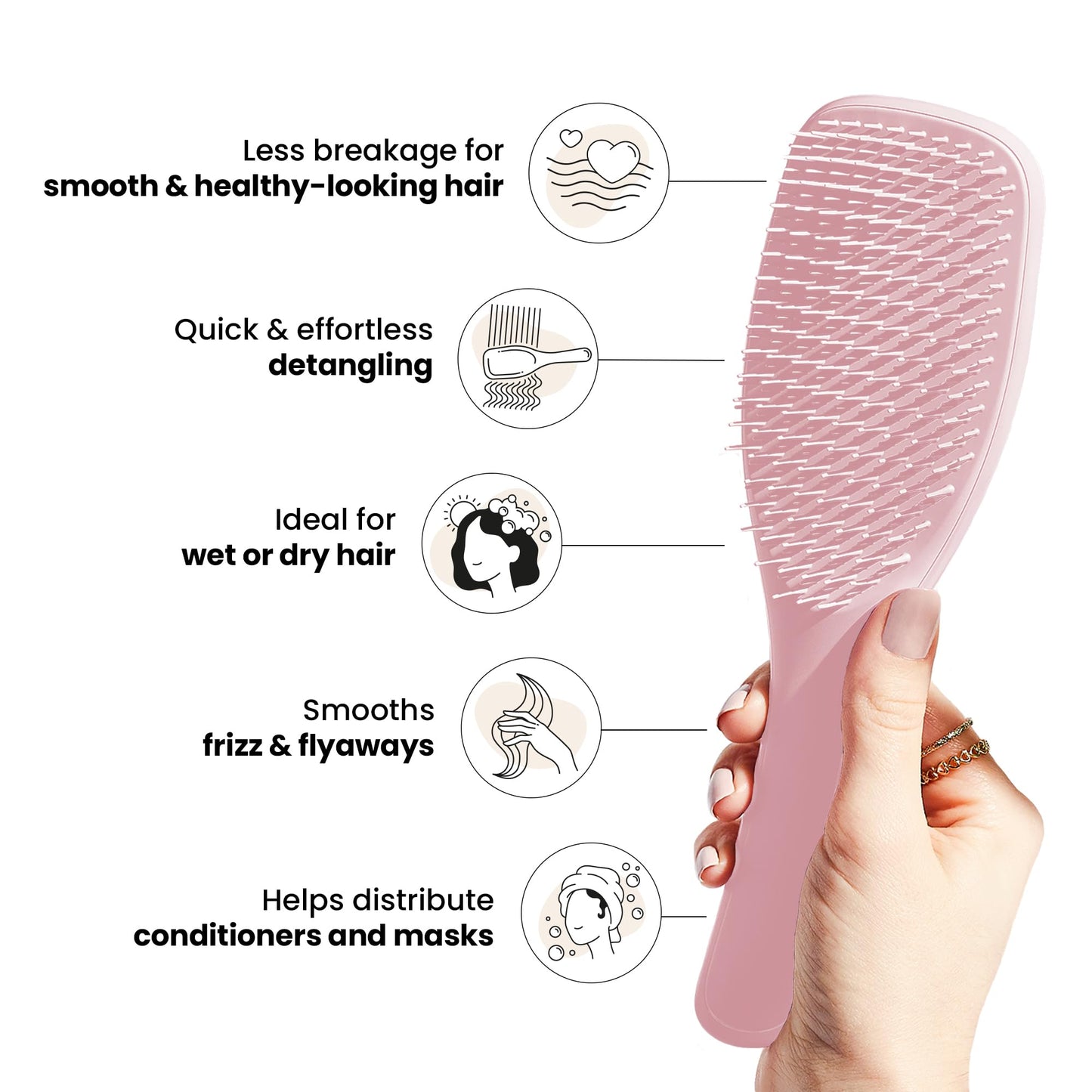 Tangle Teezer Ultimate Detangler Hairbrush - For Wet & Dry Hair - Detangling Brush for All Hair Types - Two-Tiered Teeth Reduce Breakage & Eliminate Knots - Millennial Pink