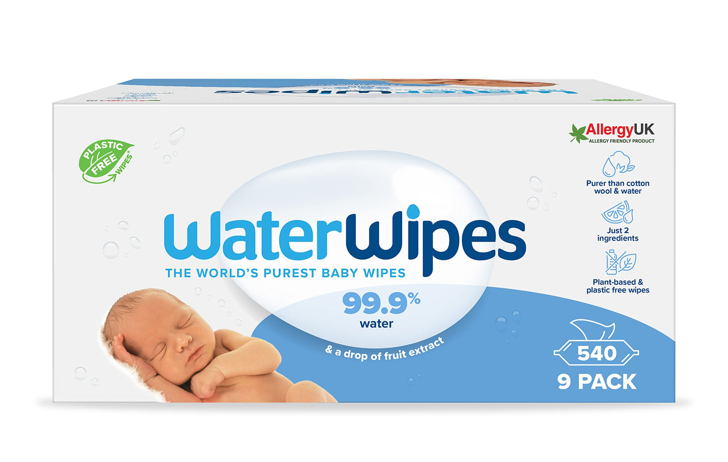 WaterWipes Original Baby Wipes, 720 Count (12 Packs), 99.9% Water, 3-In-1 Cleans, Cares, Protects, Unscented, Packaging May Vary