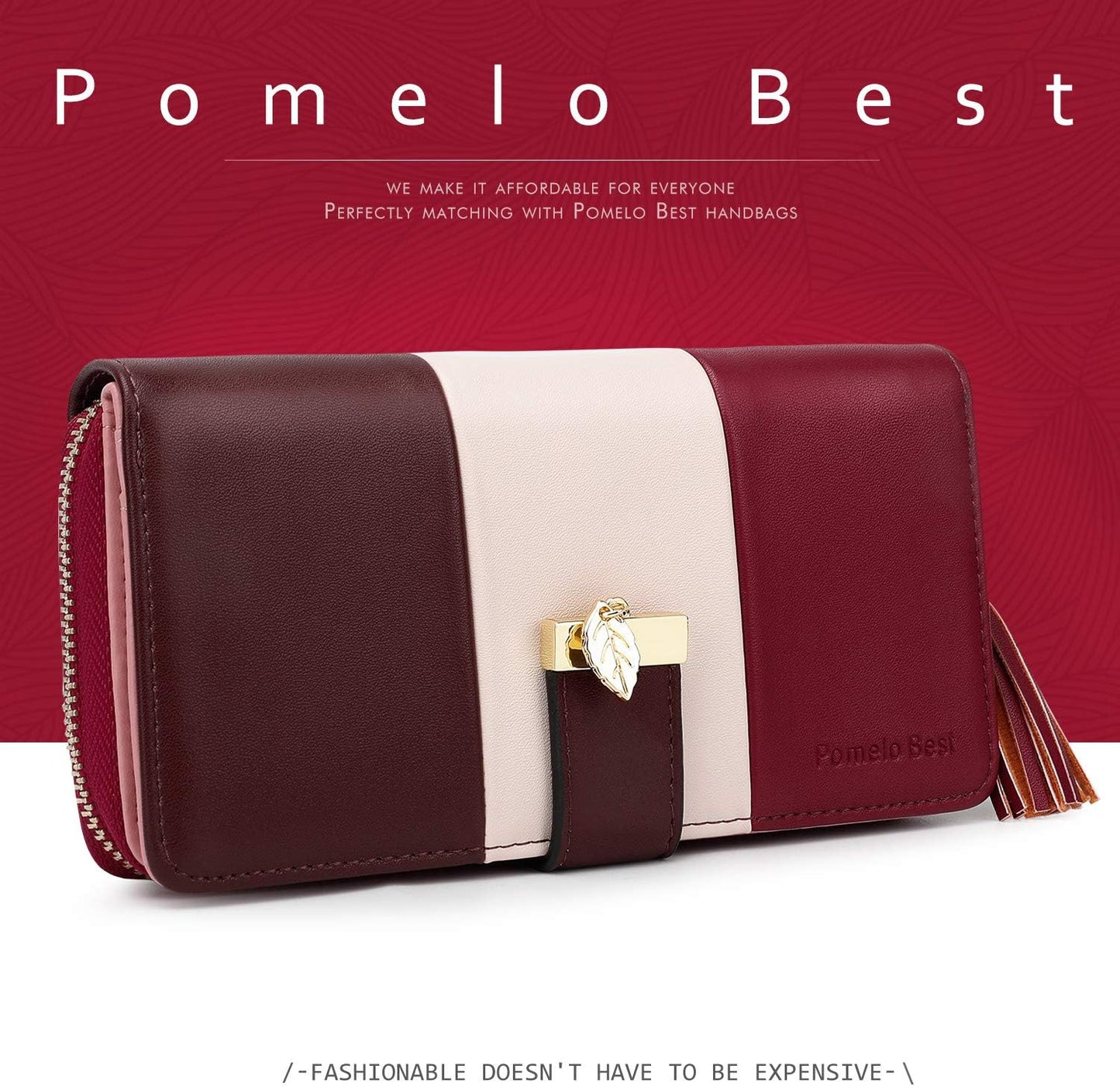 Pomelo Best Womens Wallet RFID Blocking Large Capacity Long Purse with Multiple Card Slots Zipper Phone Coin Pocket