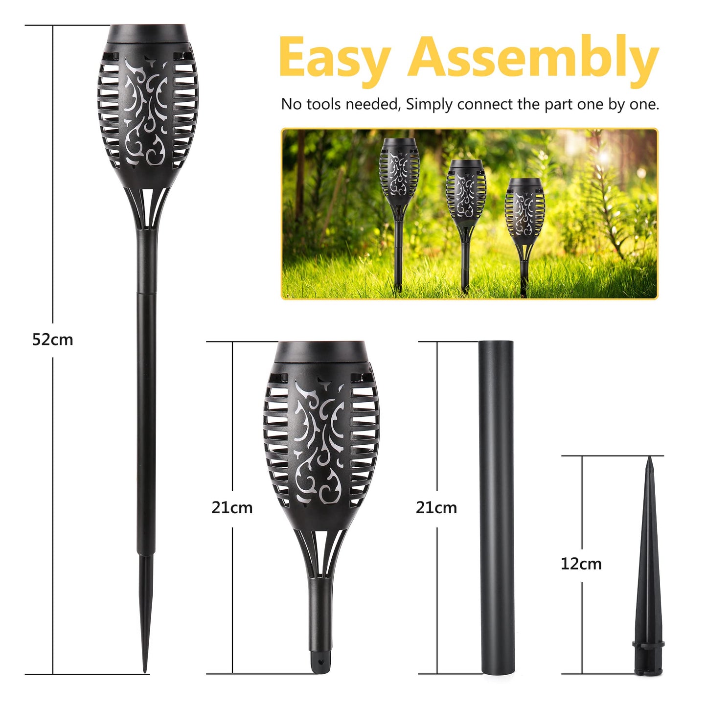 NEXVIN 8 Pack Solar Flickering Dancing Flame Lights Waterproof Solar Torch Lights for Outdoor Garden Patio Pathway Yard Driveway Halloween Decorative