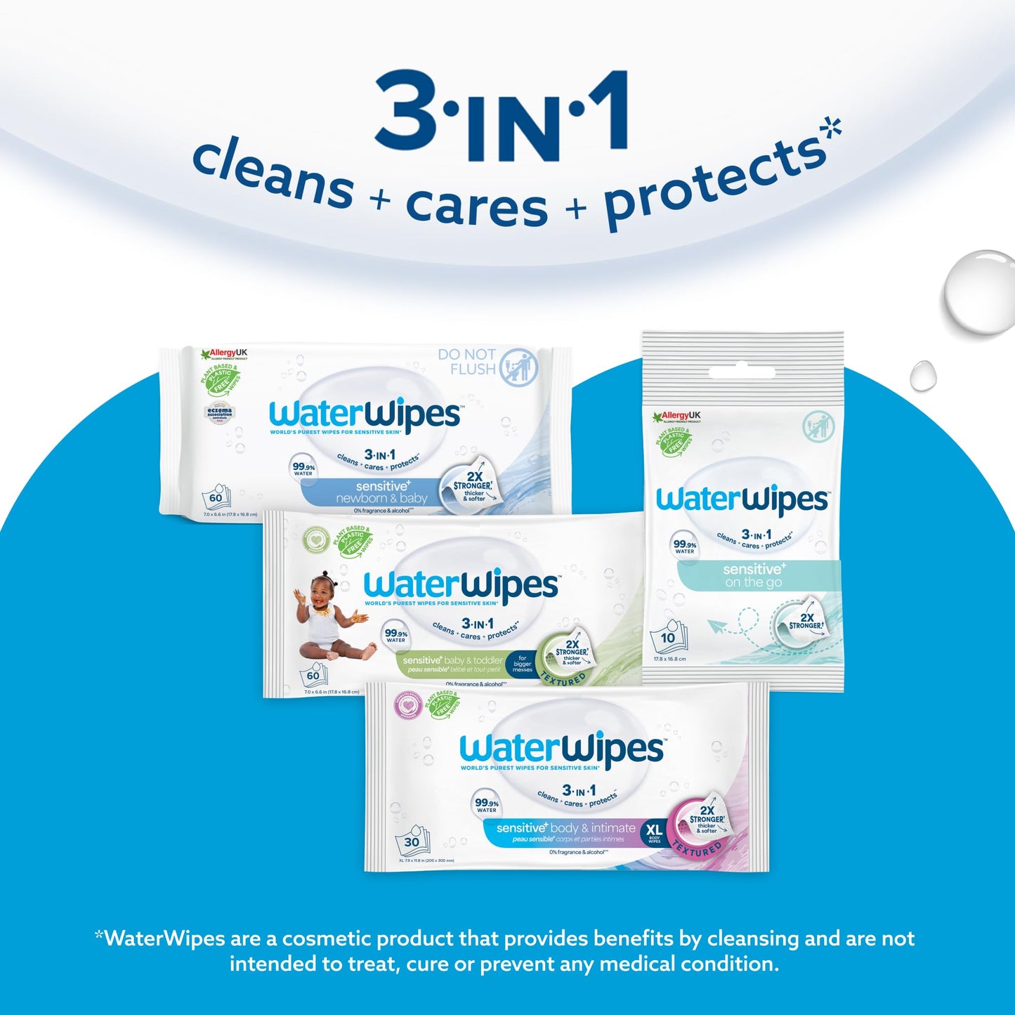 WaterWipes Original Baby Wipes, 720 Count (12 Packs), 99.9% Water, 3-In-1 Cleans, Cares, Protects, Unscented, Packaging May Vary