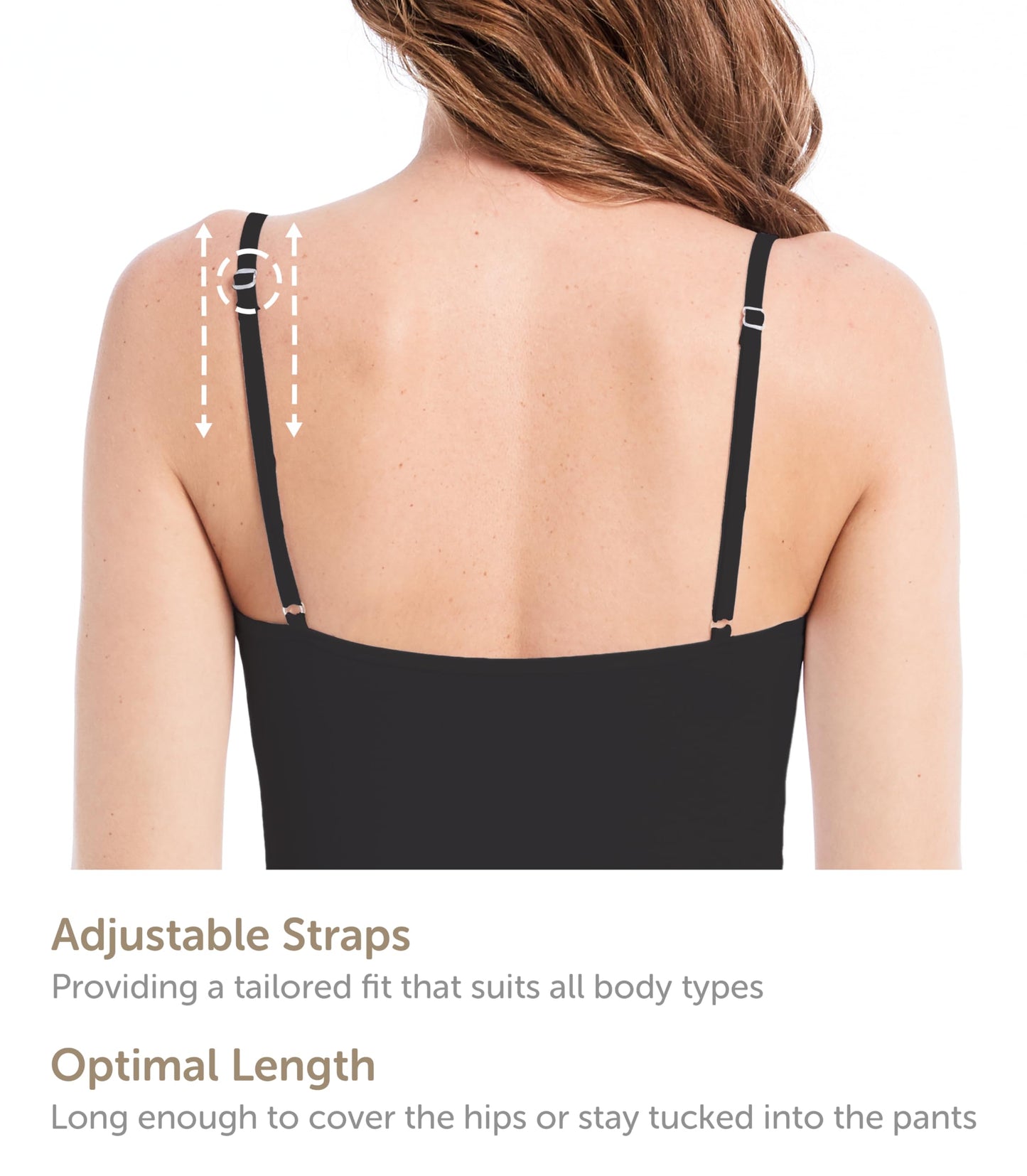 Comfneat Women's 4-Pack Slim-Fit Camisoles Adjustable Spaghetti Strap Cotton Top Undershirt