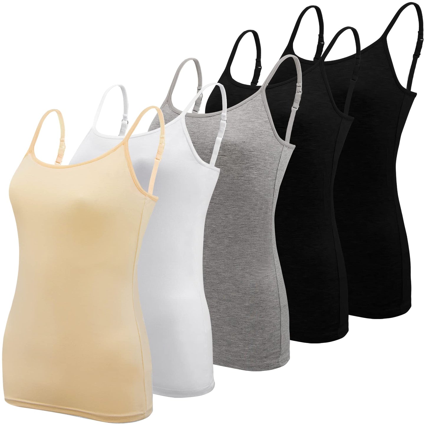 BQTQ 5 Pieces Basic Camisole Adjustable Strap Vest Top for Women and Girl