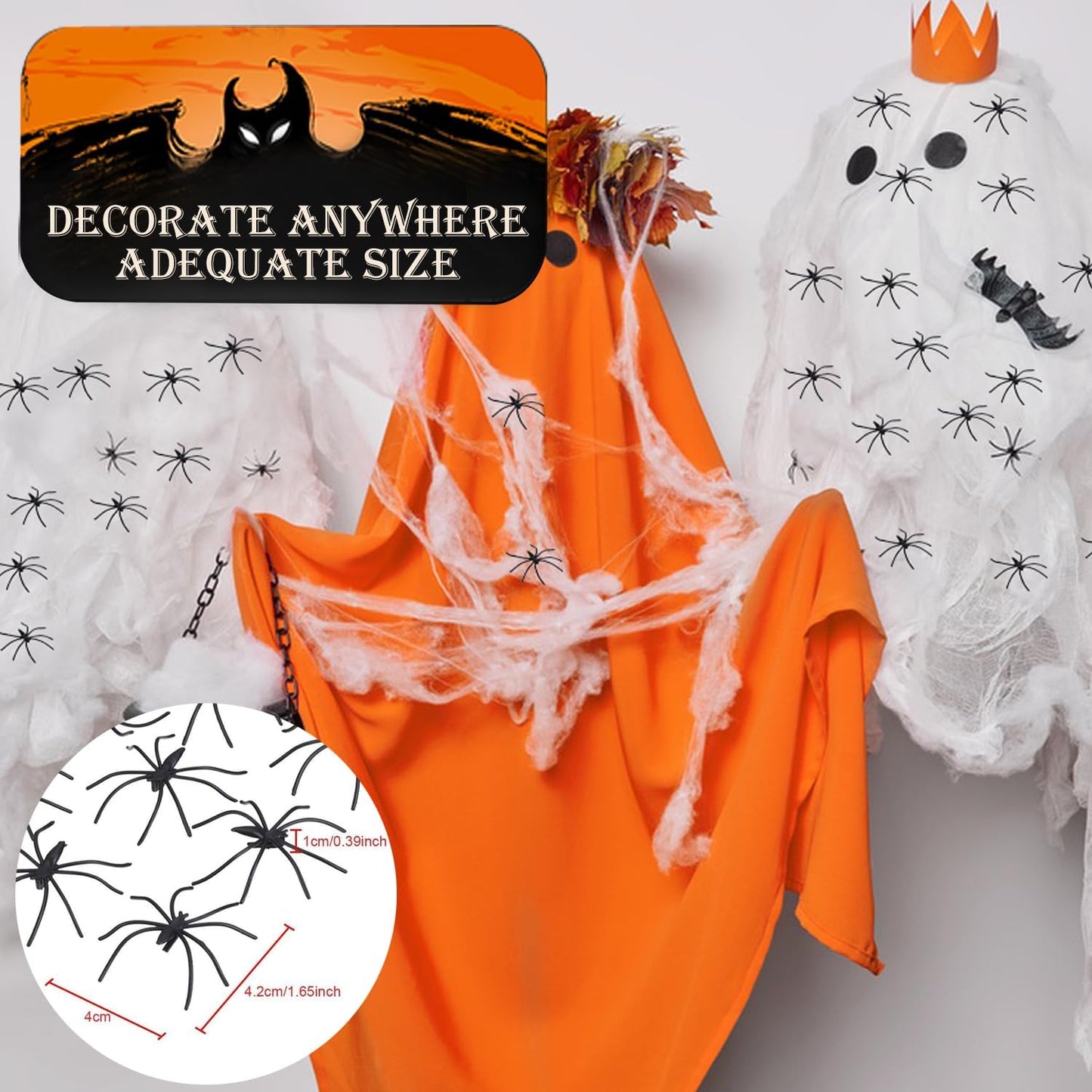 60g Halloween Spider Web Decorations with 30pcs Fake Spiders, Stretchable Cobwebs for Halloween Decorations