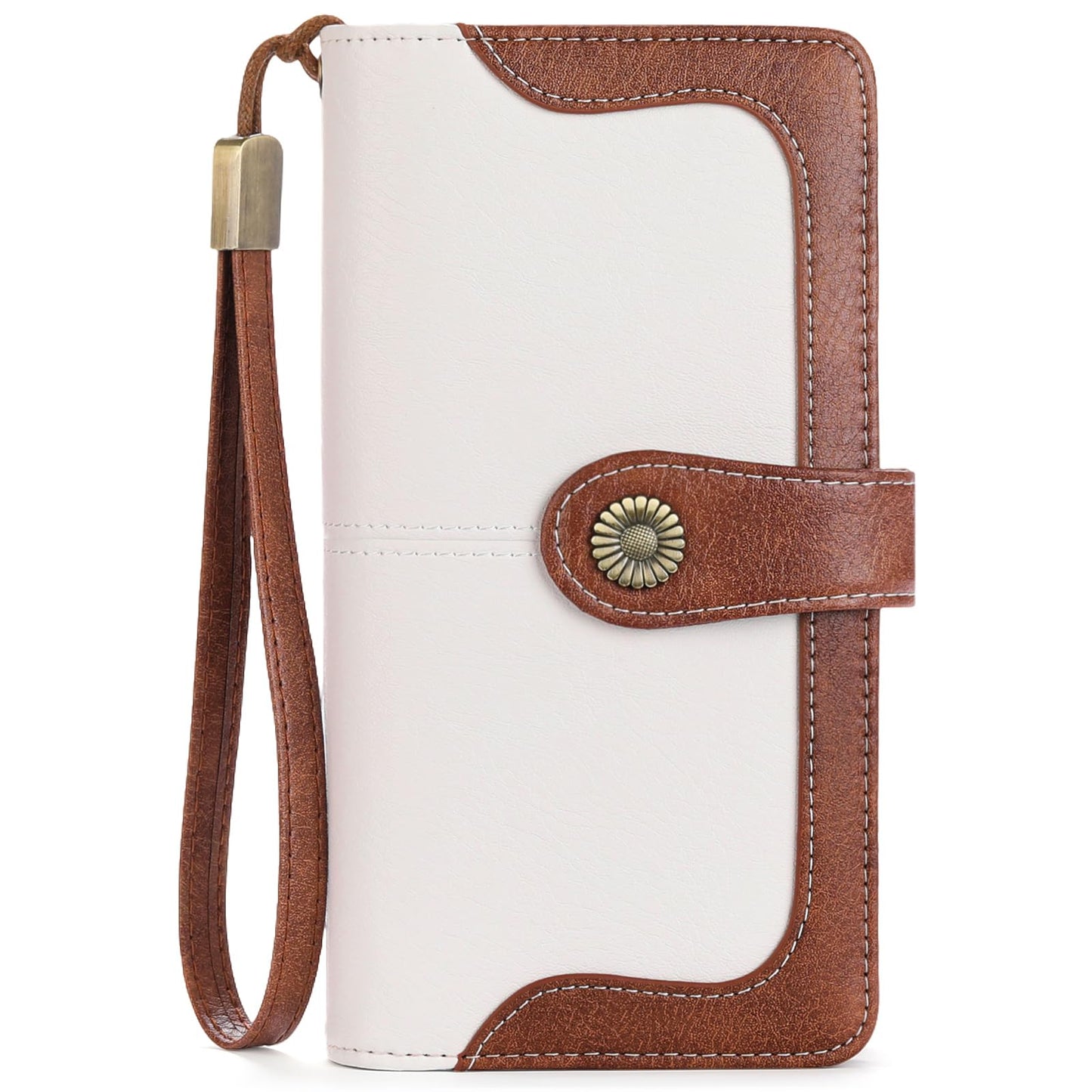 SENDEFN Genuine Leather Purses for Women, RFID Large Ladies Purse, Wallet for Women with Wrist Strap