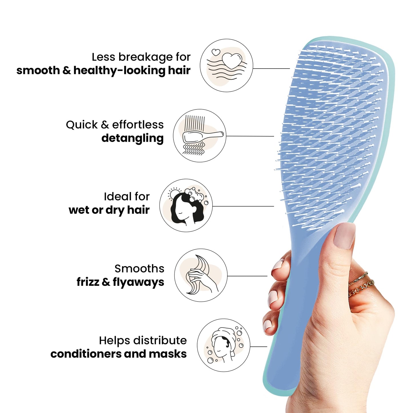 Tangle Teezer Ultimate Detangler Hairbrush - For Wet & Dry Hair - Detangling Brush for All Hair Types - Two-Tiered Teeth Reduce Breakage & Eliminate Knots - Millennial Pink