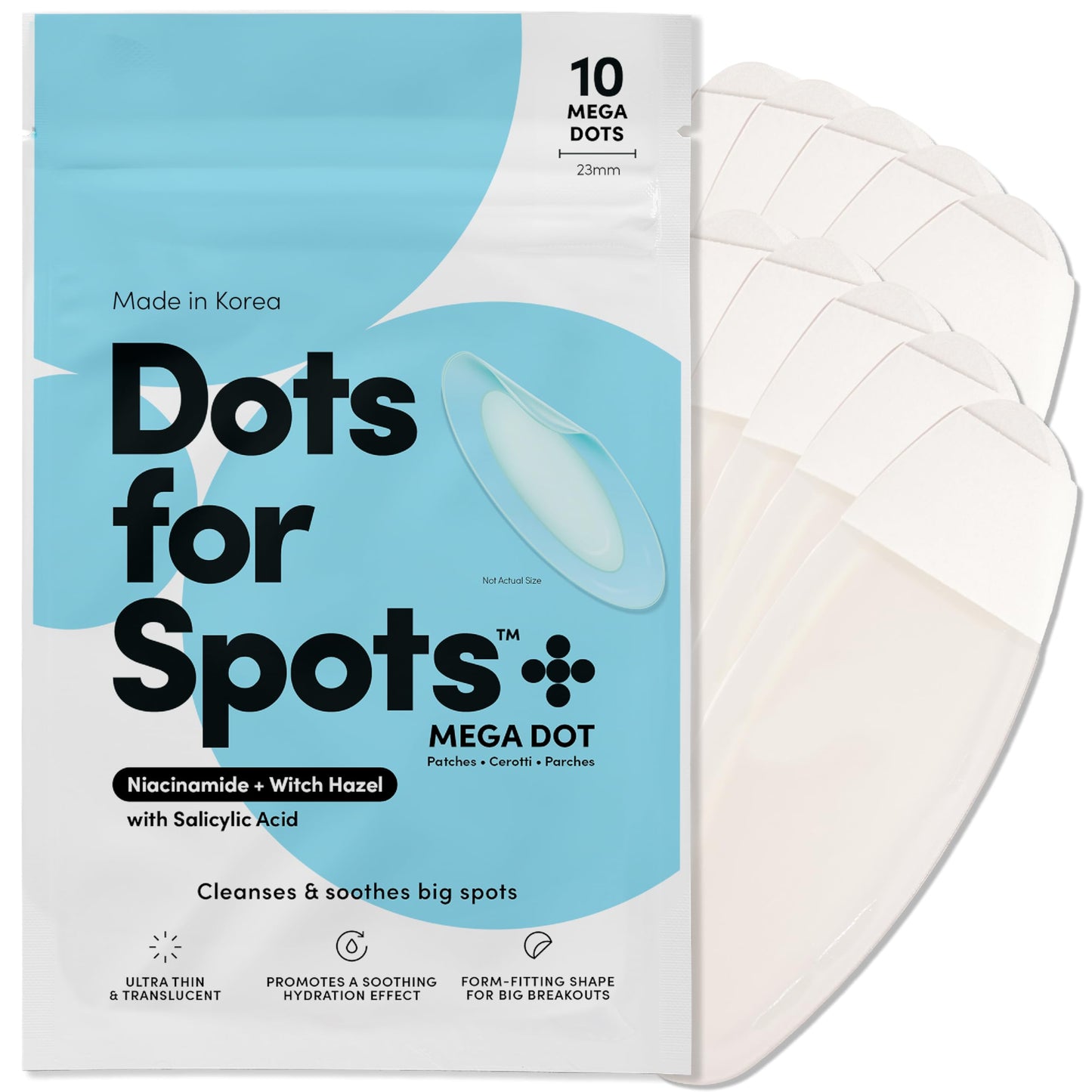 Dots for Spots Acne Patches - Pack of 60 Translucent Hydrocolloid Pimple Patch Spot Treatment Stickers for Face and Body - Fast-Acting, Vegan & Cruelty Free Skin Care
