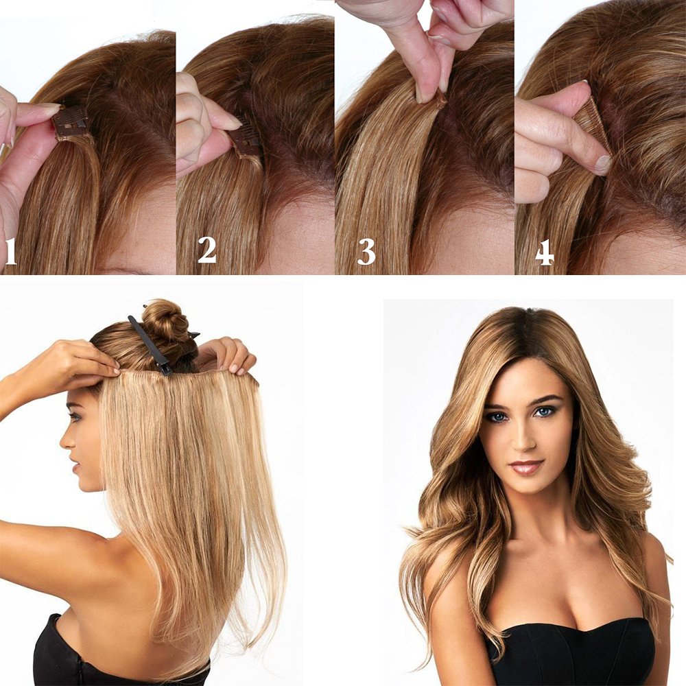 24 Inch One Piece Hair Extensions Clip In Curly Hairpieces Wavy 5 Clips - Dark Brown(60cm-120g)