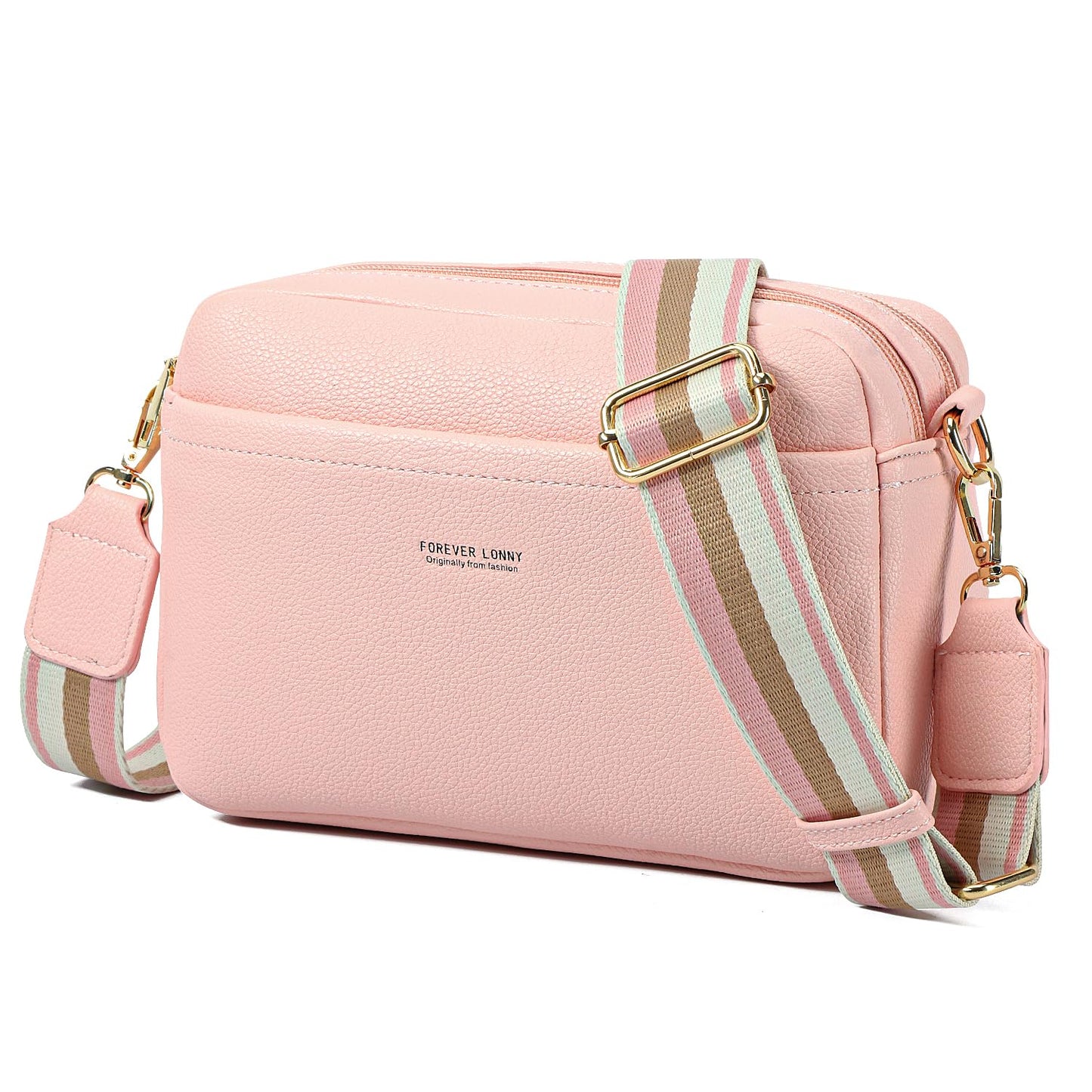 AIFILLE Women's Shoulder Bag, PU Leather Crossbody Bag for Women, Small Phone Bag for Girls with Wide Detachable Shoulder Strap and 2 Zip Compartments