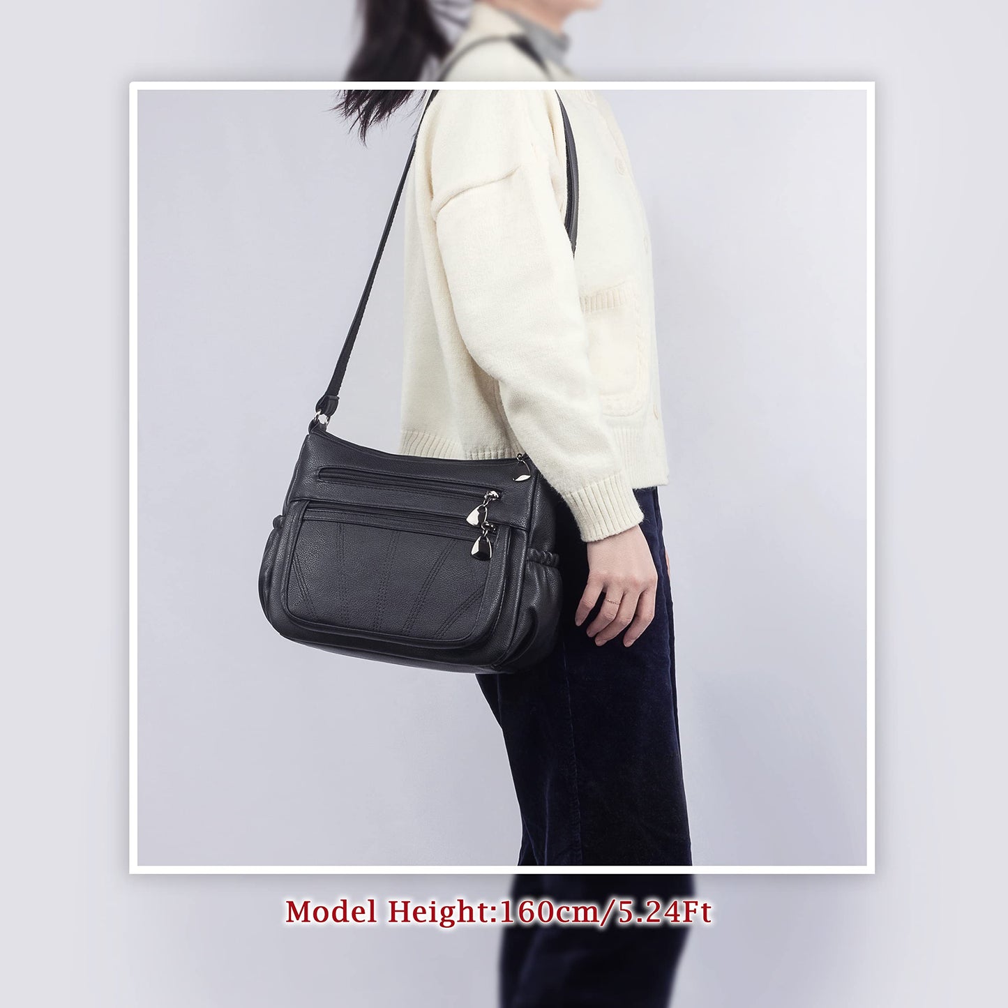 VOLGANIK ROCK White Medium Hobo Handbag for Women - Elegant Utility Cross-Body & Shoulder Bag - Work & Travel