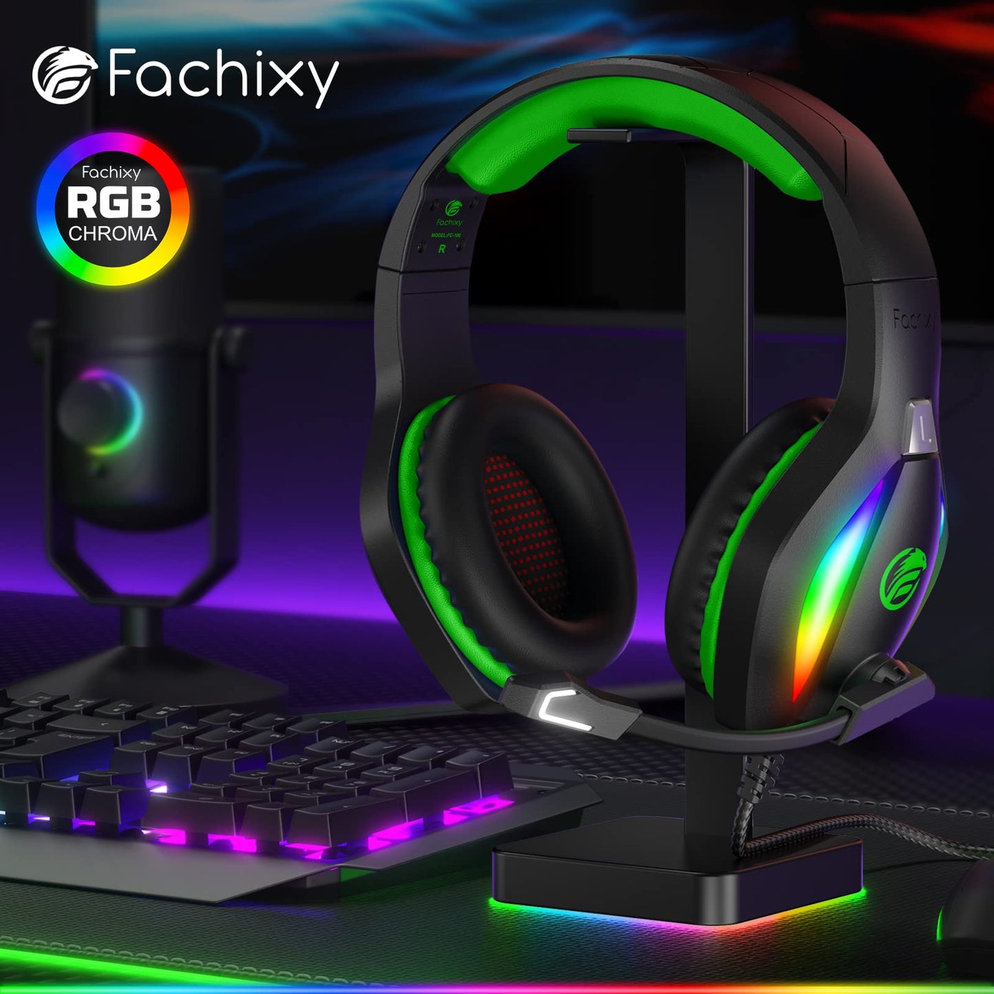 Fachixy FC100 Gaming Headset for PS4, PS5, PC, Xbox, Switch, Gamer Headset with Mic, Gaming Headphones with Microphone, Noise Cancelling Headphones with 3.5mm Jack