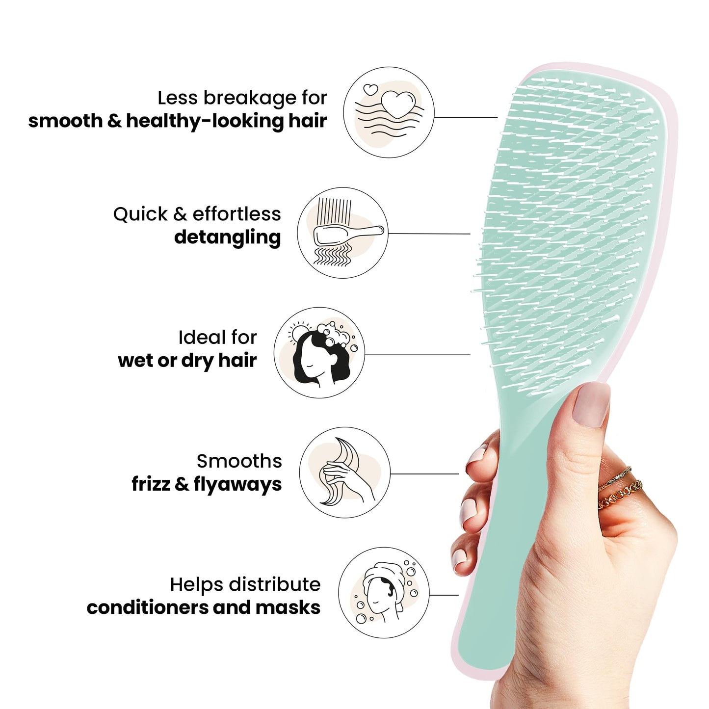 Tangle Teezer Ultimate Detangler Hairbrush - For Wet & Dry Hair - Detangling Brush for All Hair Types - Two-Tiered Teeth Reduce Breakage & Eliminate Knots - Millennial Pink