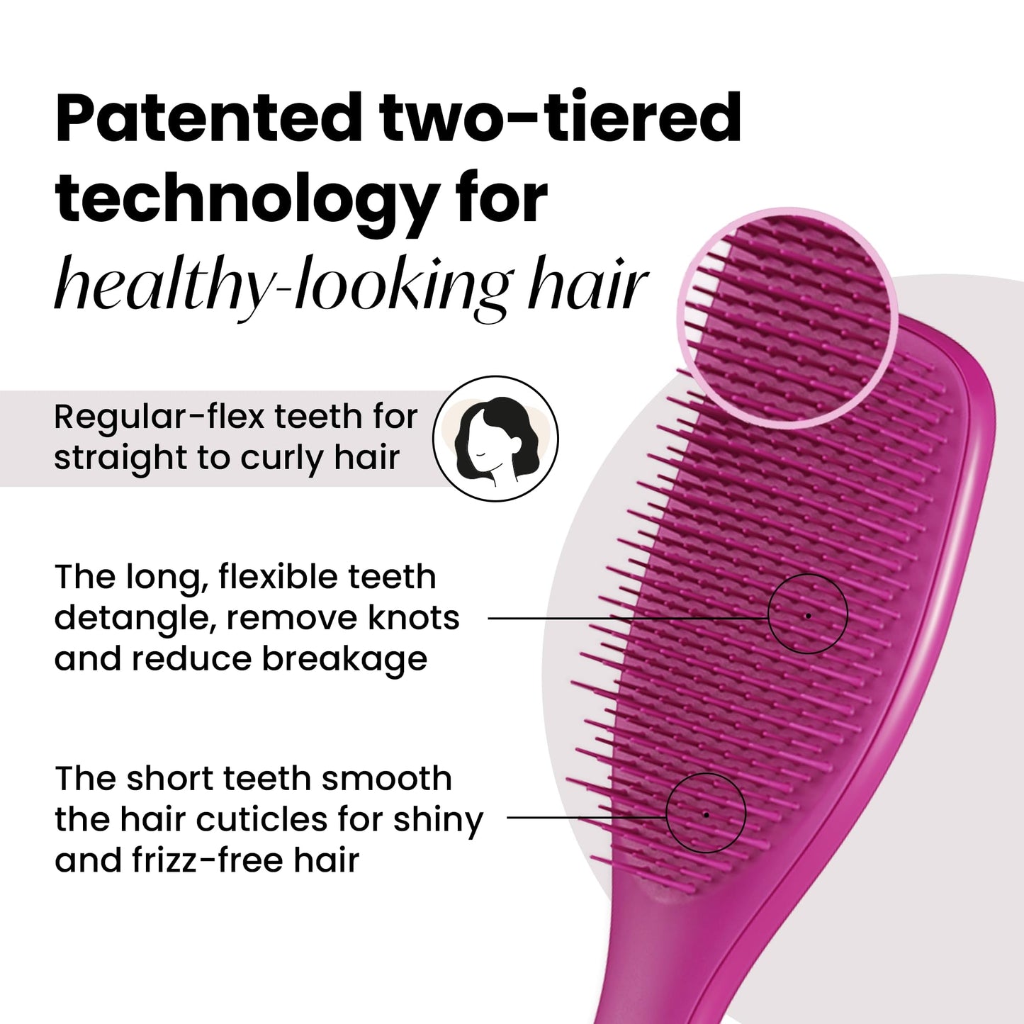 Tangle Teezer Ultimate Detangler Hairbrush - For Wet & Dry Hair - Detangling Brush for All Hair Types - Two-Tiered Teeth Reduce Breakage & Eliminate Knots - Millennial Pink
