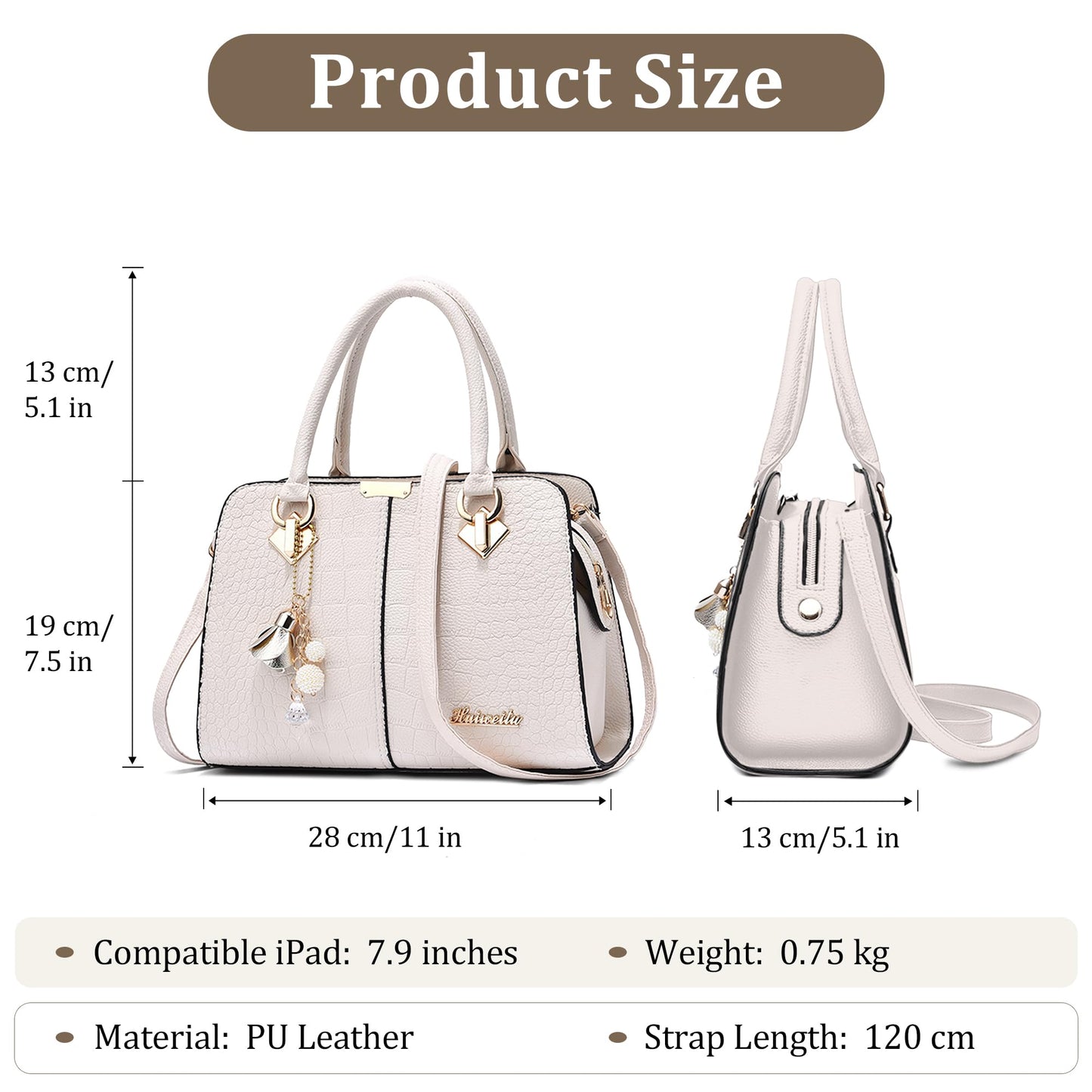 FORRICA Handbags for Women Elegant Pendant Ladies Shoulder Bags Top Handle Crossbody Bag PU Leather for Shopping Work Dating Black B