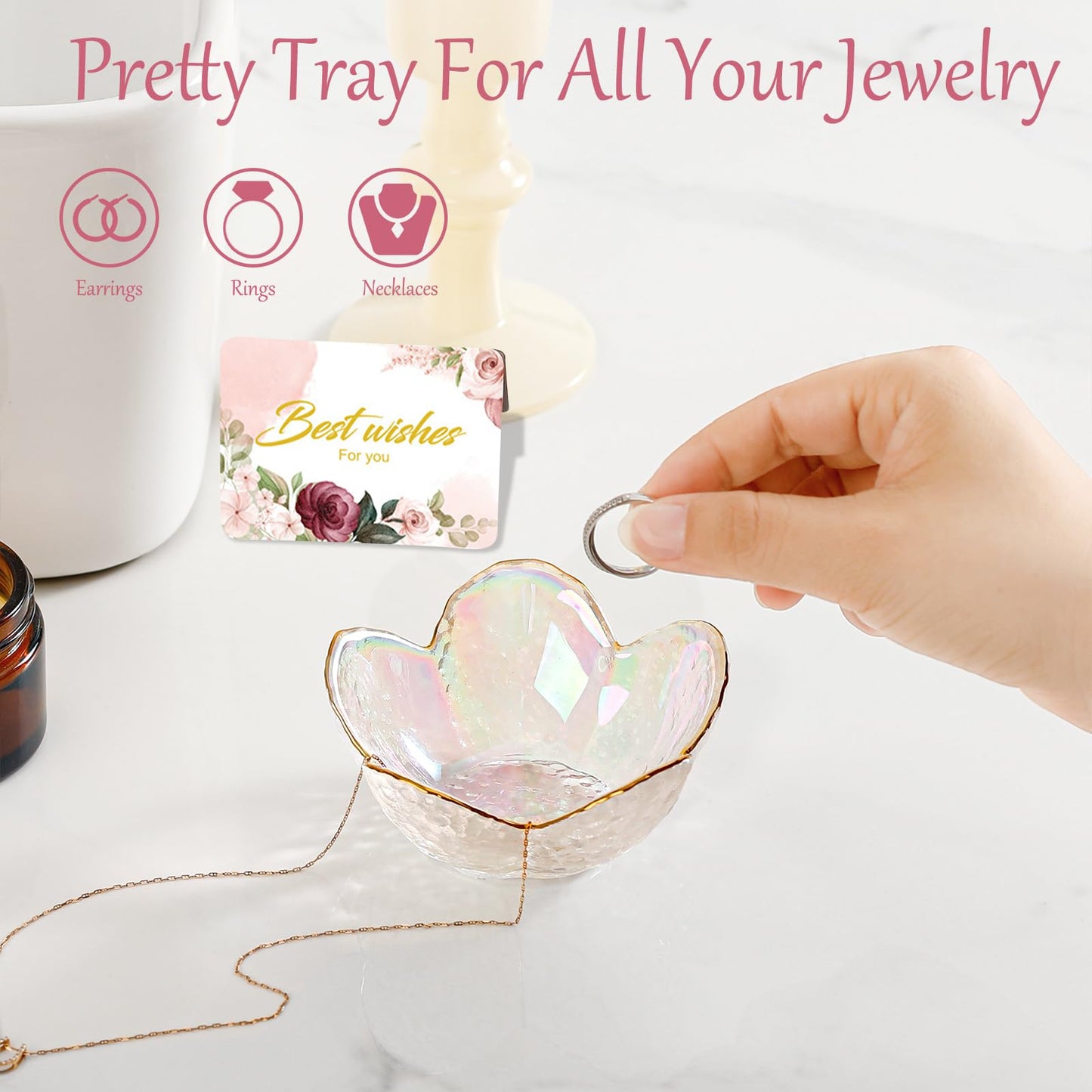 Gifts For Women Trinket Dish Unique Birthday New Home Gifts For Women Her Jewellery Tray Cute Room Decor Aesthetic Bedroom Accessories Ring Dish Holders Small Friendship Christmas House Warming Gifts