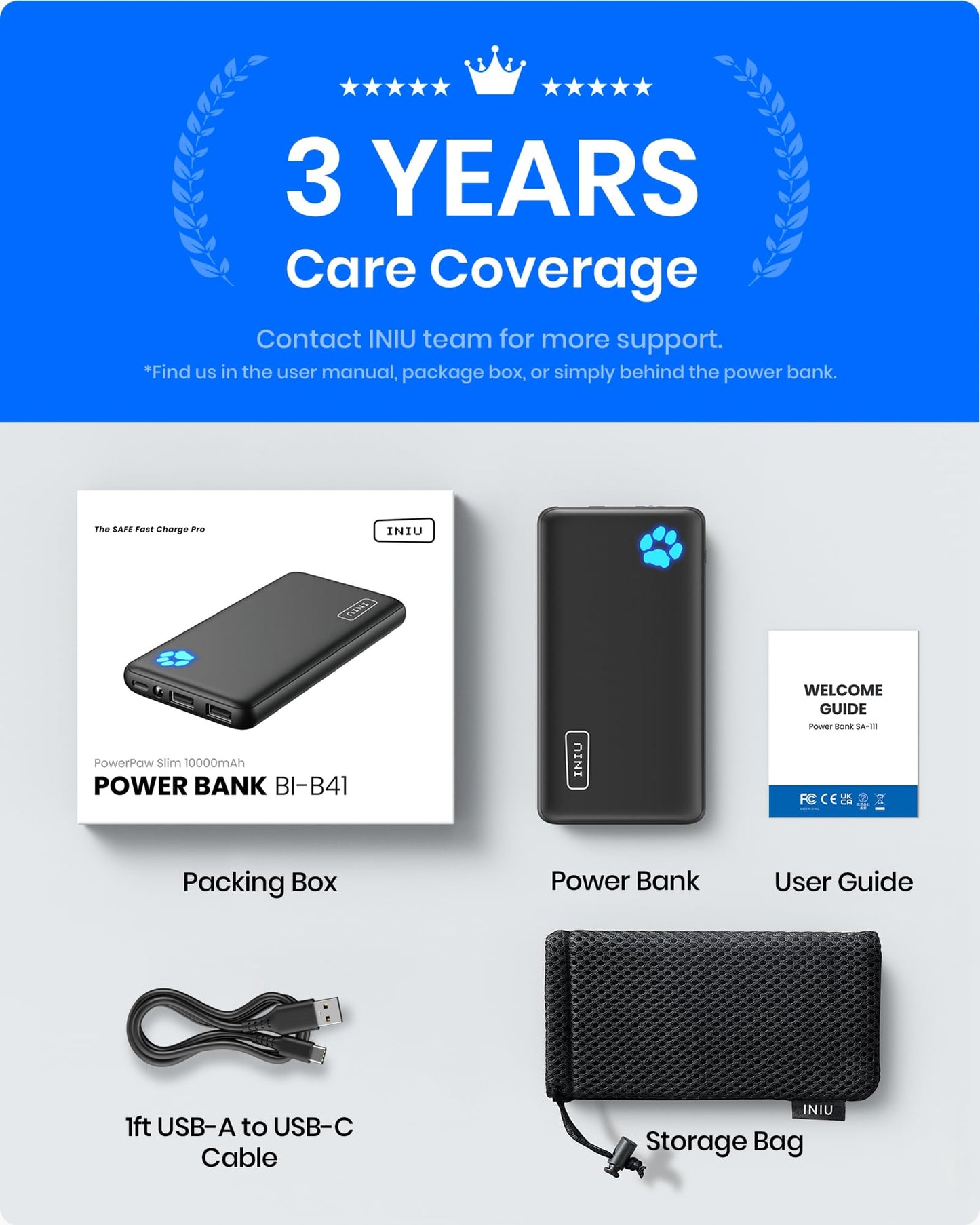 INIU Power Bank, Portable Charger 10000mAh Slimmest & Lightest High-Speed USB C Input & Output, PowerBank Triple 3A Phone Battery Pack for iPhone 16 15 14 13 Plus Pro Max Mini Samsung Xiaomi iPad