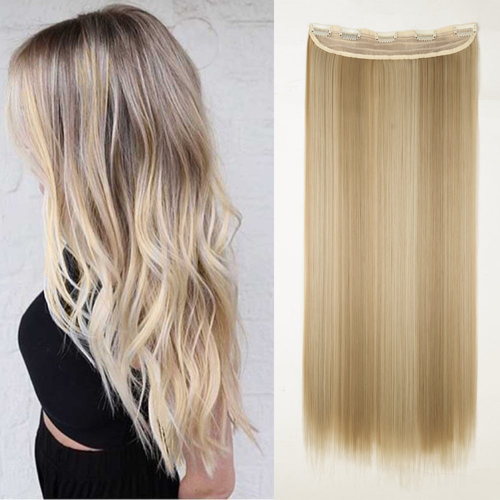 24 Inch One Piece Hair Extensions Clip In Curly Hairpieces Wavy 5 Clips - Dark Brown(60cm-120g)