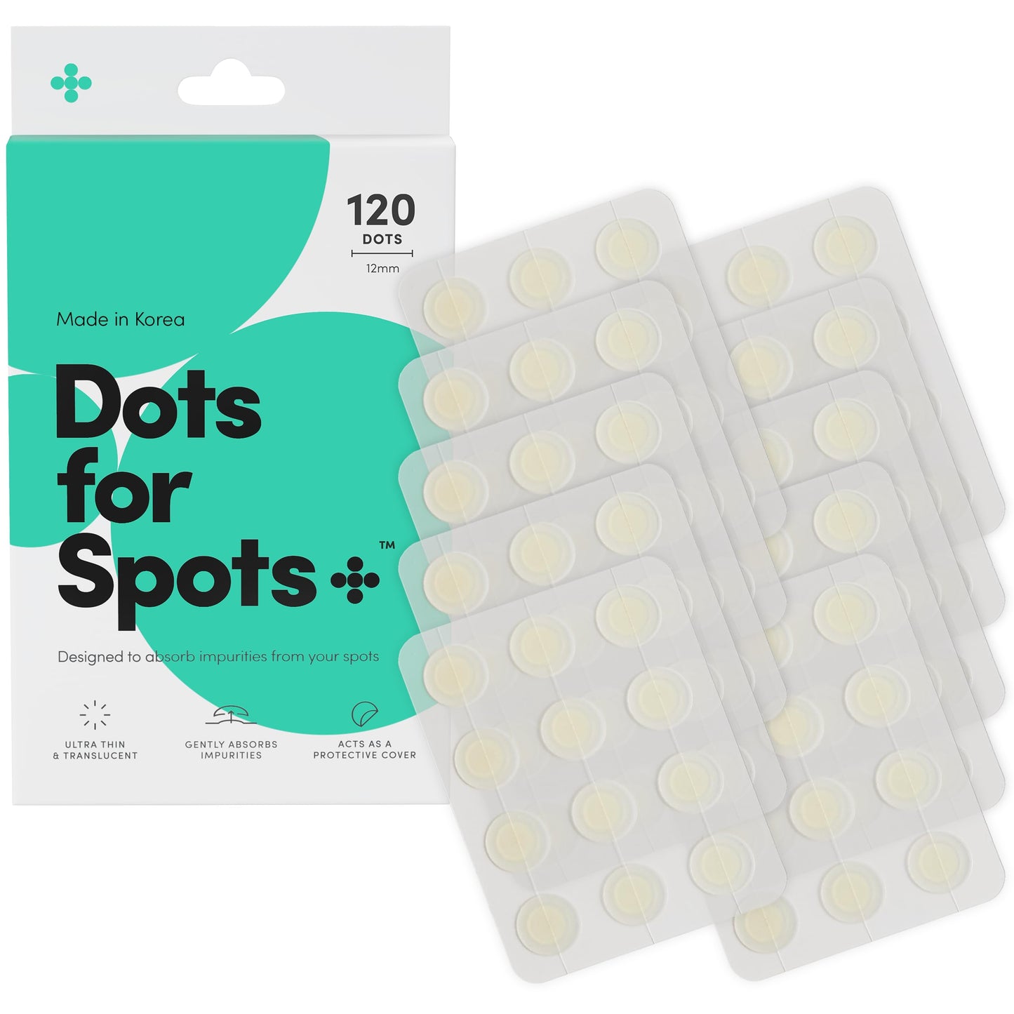 Dots for Spots Acne Patches - Pack of 60 Translucent Hydrocolloid Pimple Patch Spot Treatment Stickers for Face and Body - Fast-Acting, Vegan & Cruelty Free Skin Care