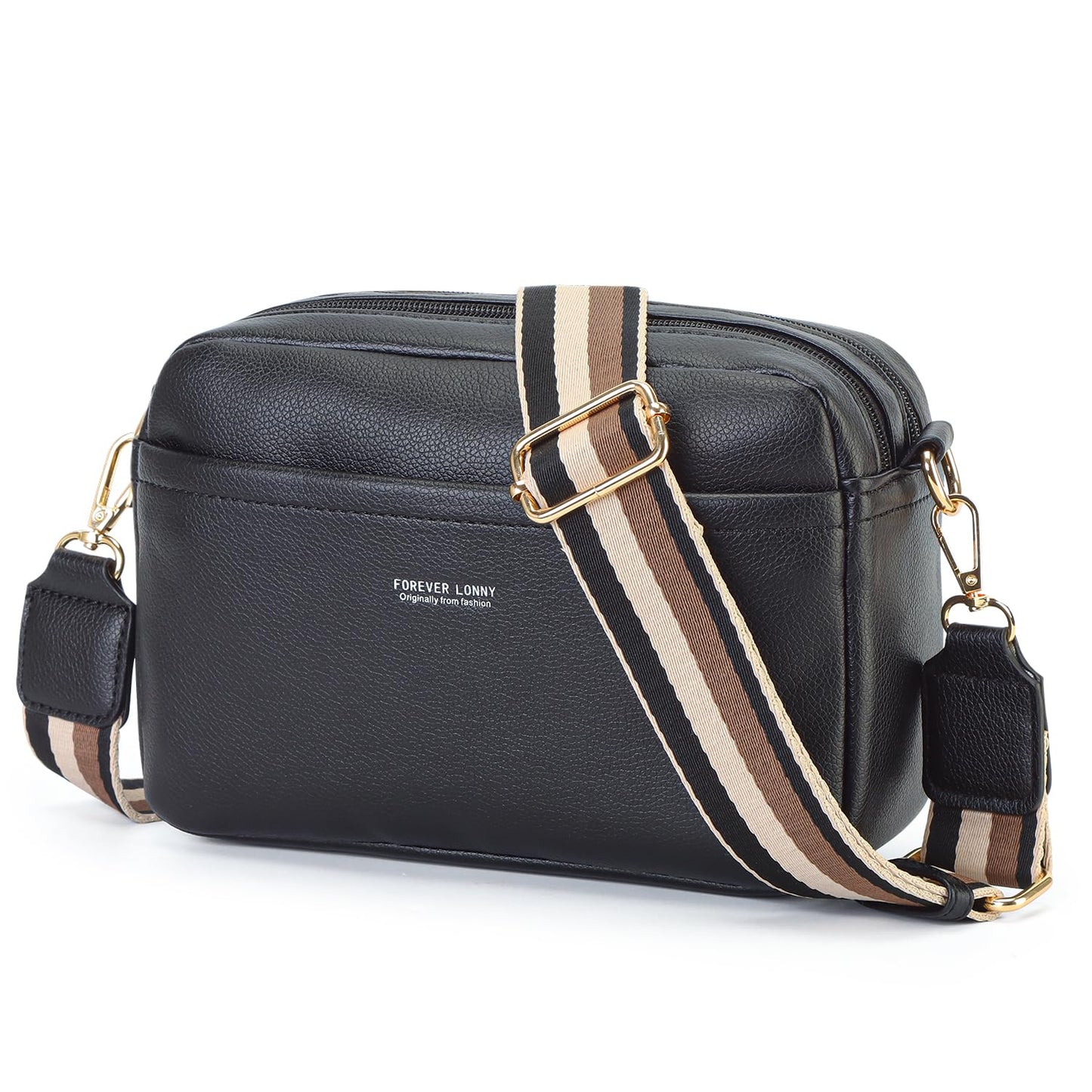 AIFILLE Women's Shoulder Bag, PU Leather Crossbody Bag for Women, Small Phone Bag for Girls with Wide Detachable Shoulder Strap and 2 Zip Compartments