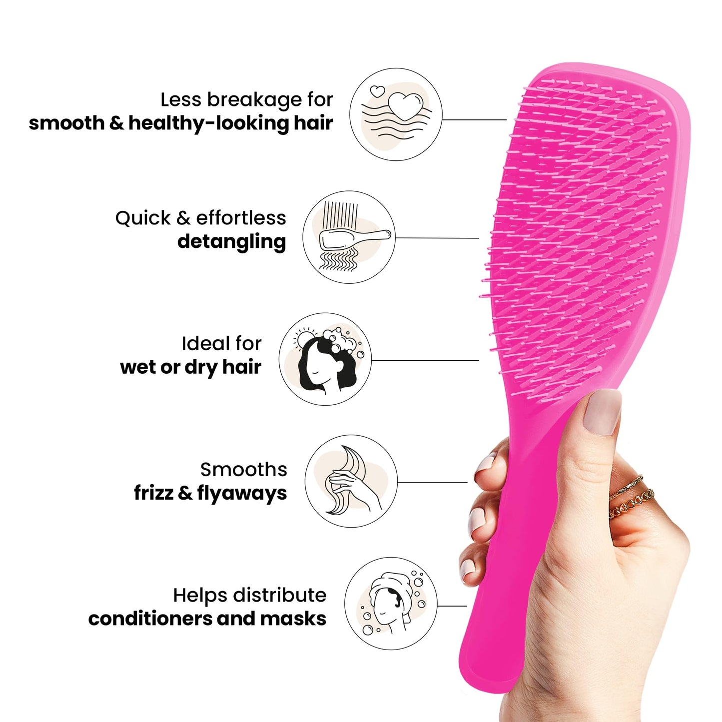 Tangle Teezer Ultimate Detangler Hairbrush - For Wet & Dry Hair - Detangling Brush for All Hair Types - Two-Tiered Teeth Reduce Breakage & Eliminate Knots - Millennial Pink