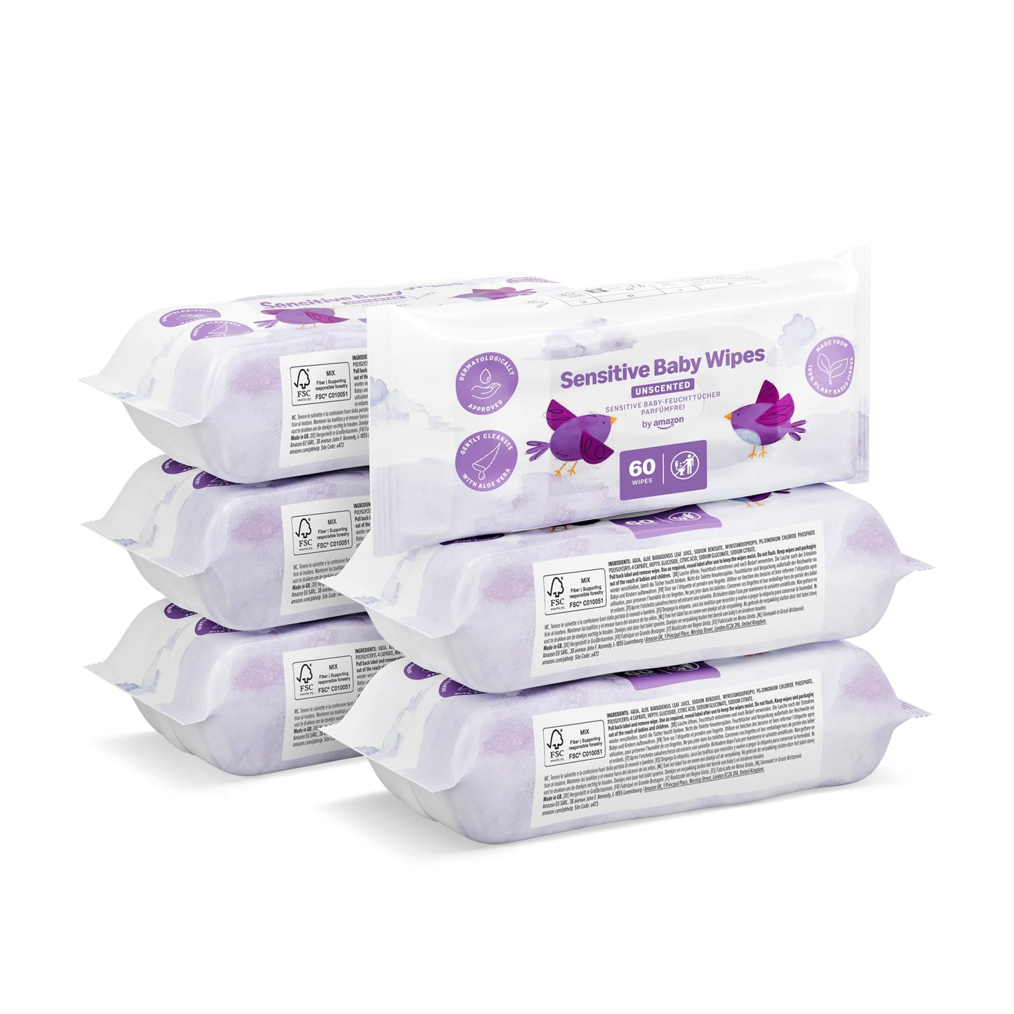 by Amazon Sensitive Baby Wipes 1008 Wipes, Unscented, 18 Pack of 56, (Previously a Mama Bear brand, same product)